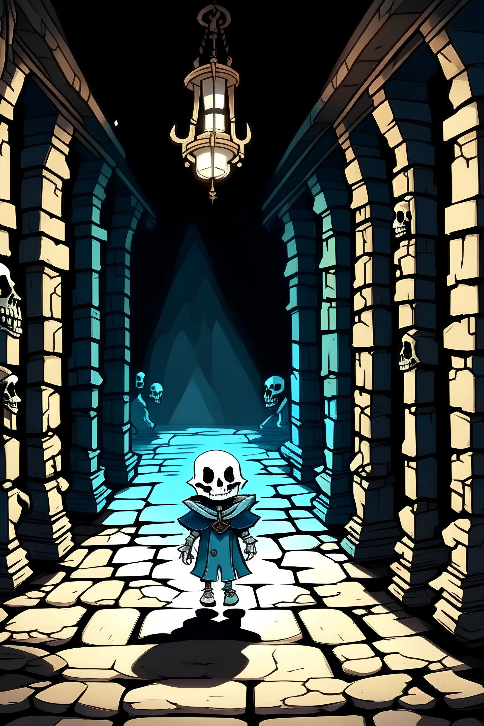 Sans in Judgement Hall Illustration