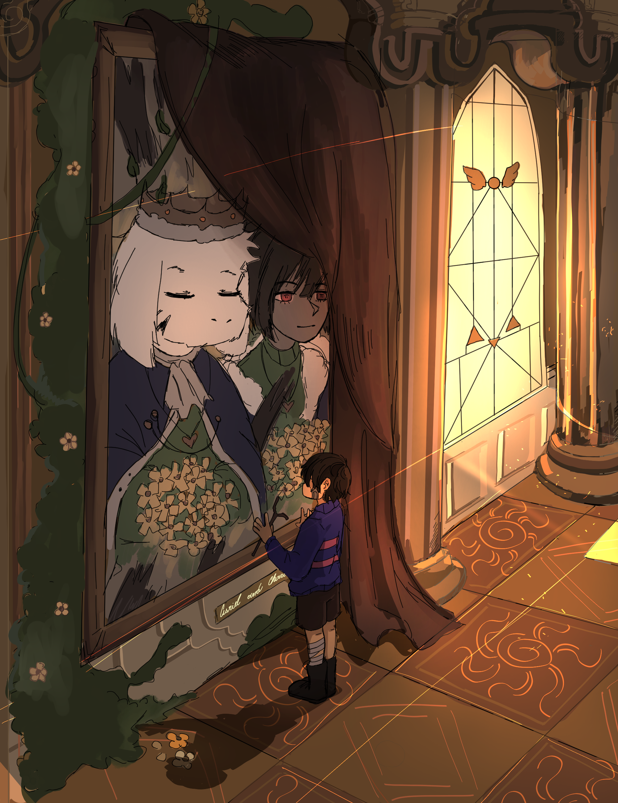 I was remembering of undertale, so i tried to draw somewhere in judgment hall, can you give some tips of what i need to improve?