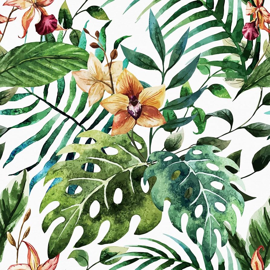 WESTICK Tropical Leaf Wallpaper Peel and Stick Jungle Botanical Wallpaper Palm Tree Tropical Wall Paper Modern Greenery Floral Contact Paper for Walls Bathroom Bedroom Accent Wallpaper 17.5 x 118