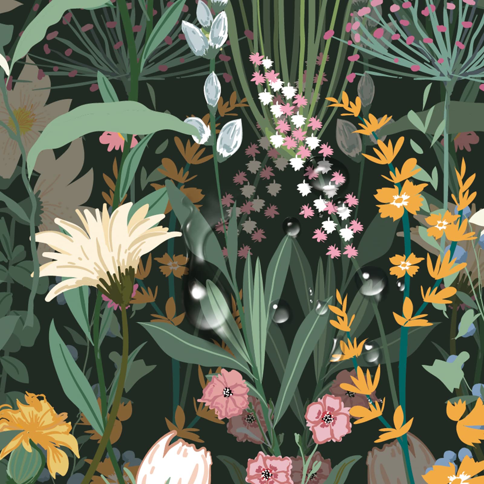 RANRAN Vintage Floral Peel And Stick Wallpaper Bouquet Botanical Floral Green For Bedroom Furniture Paper Removable Wall Decorations 17.7in X 118in, 14.5 Square Ft Roll