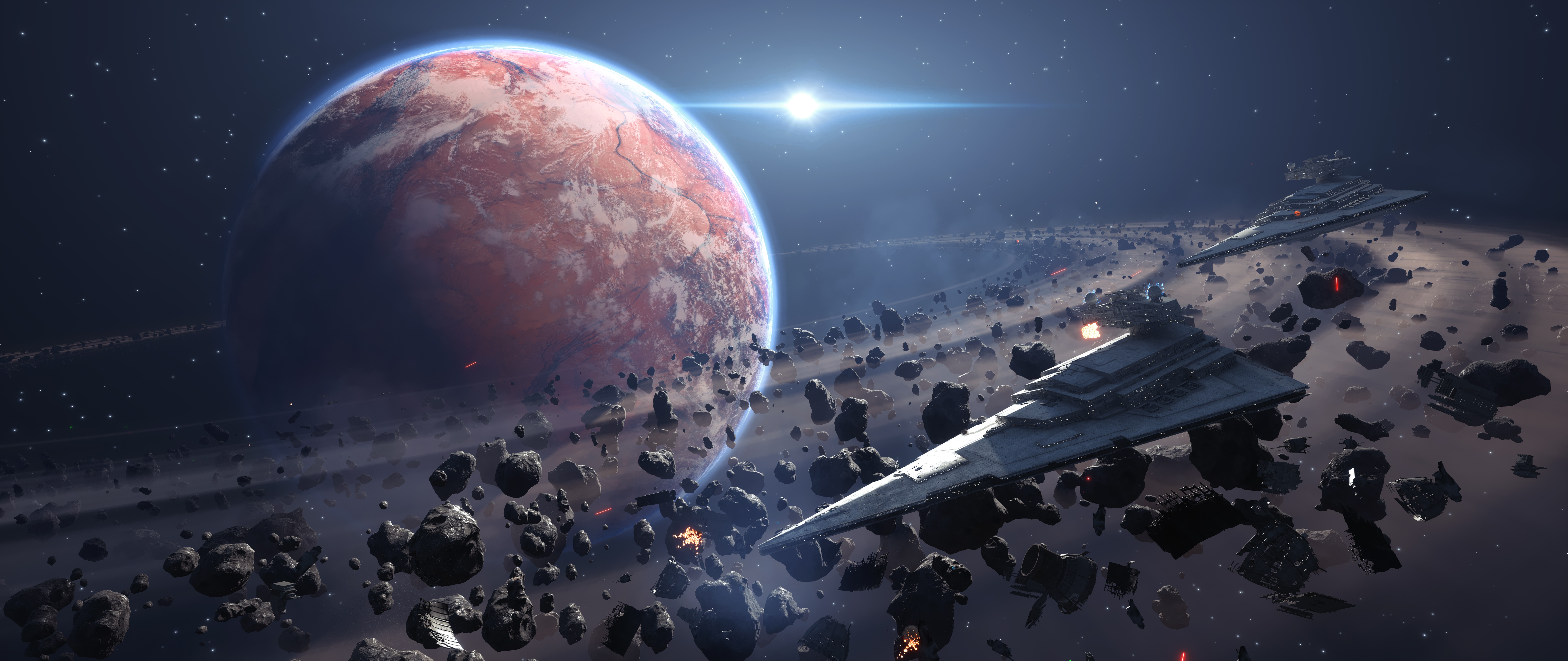 Wallpaper space, game, Space, Space, Star Destroyer, Star Destroyer, Electronic Arts, DICE for mobile and desktop, section игры, resolution 7680x3240
