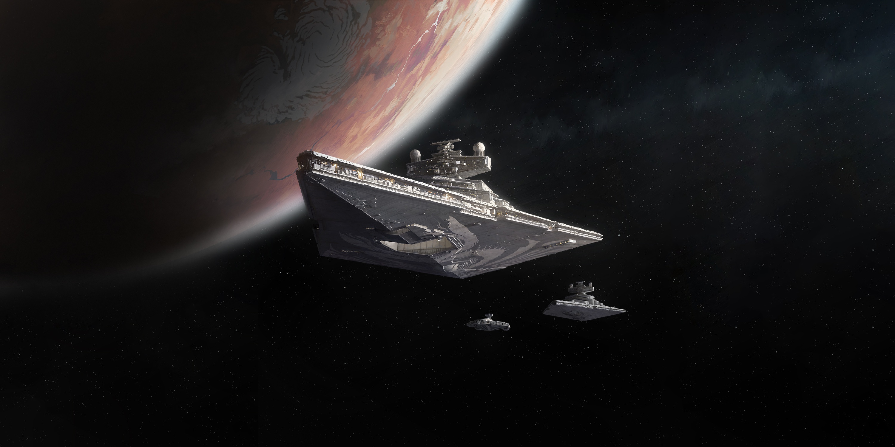Wallpaper space, fiction, Star Wars, space, Star Destroyer, science fiction, Empire, spaceship for mobile and desktop, section фильмы, resolution 3000x1500