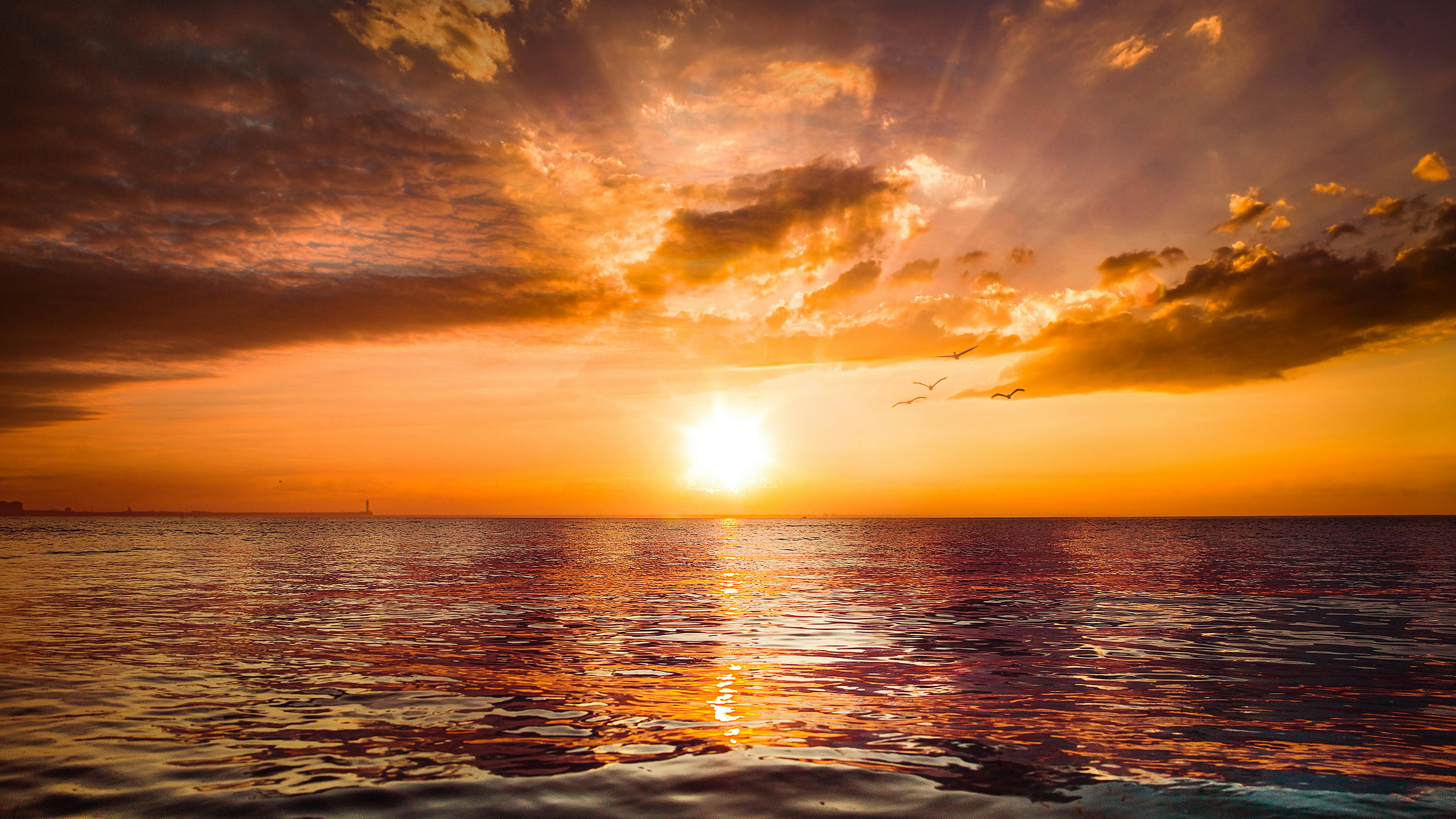 Beautiful Sunset Above Sea with Calm Waves · Free