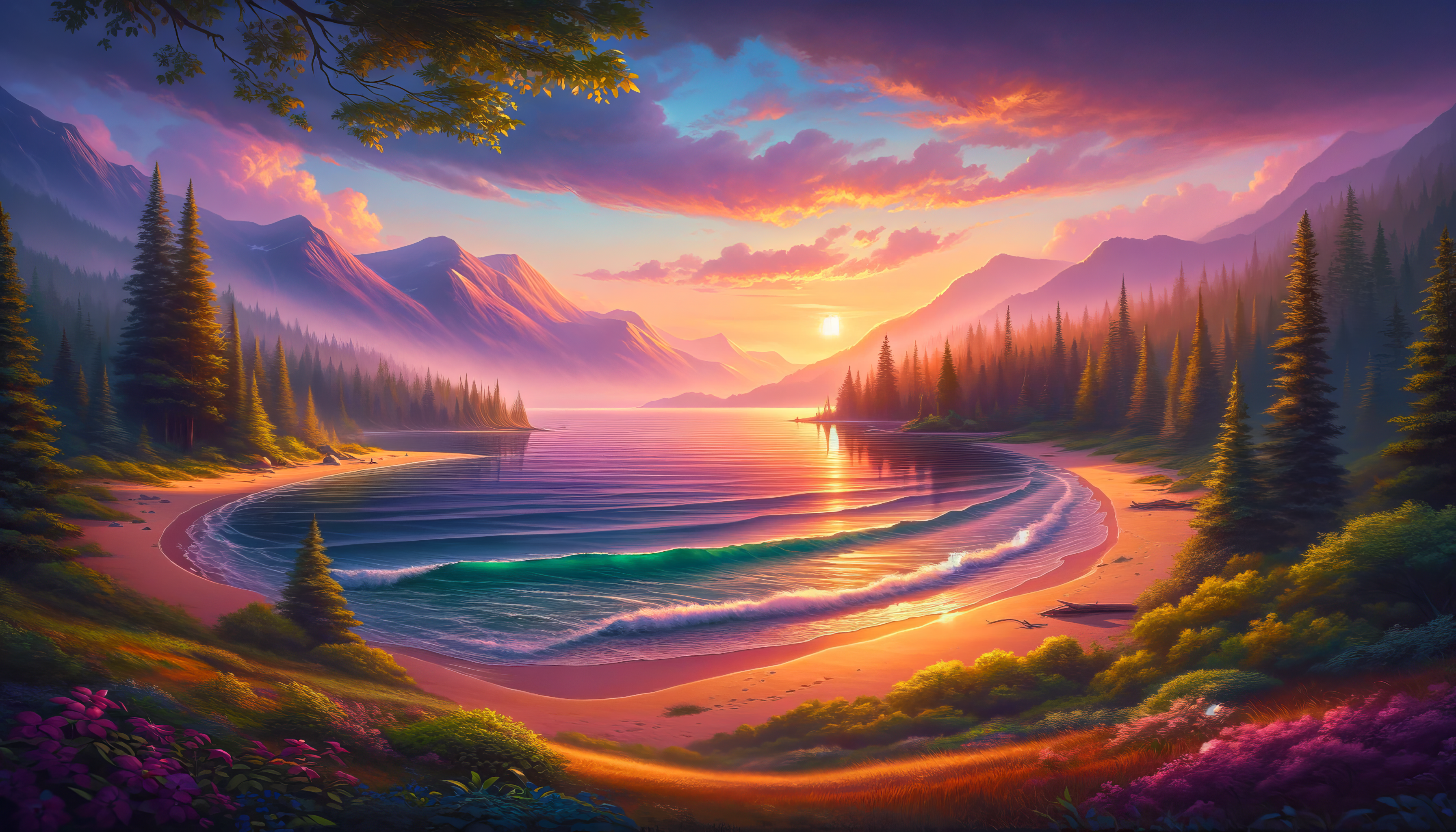Serenity Lake Sunset HD Wallpaper