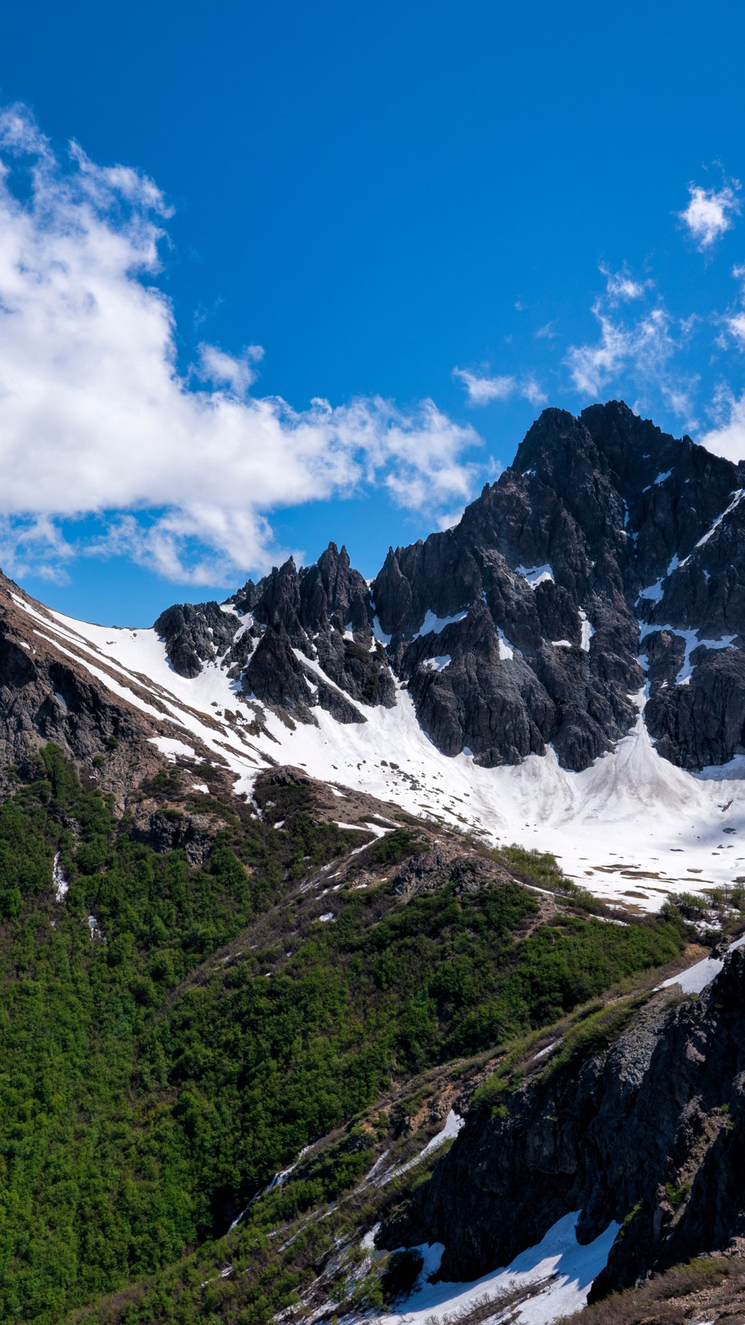 Argentina Patagonia Mountain With Snow Under Blue Sky With Clouds 4K 5K HD Nature Wallpaper
