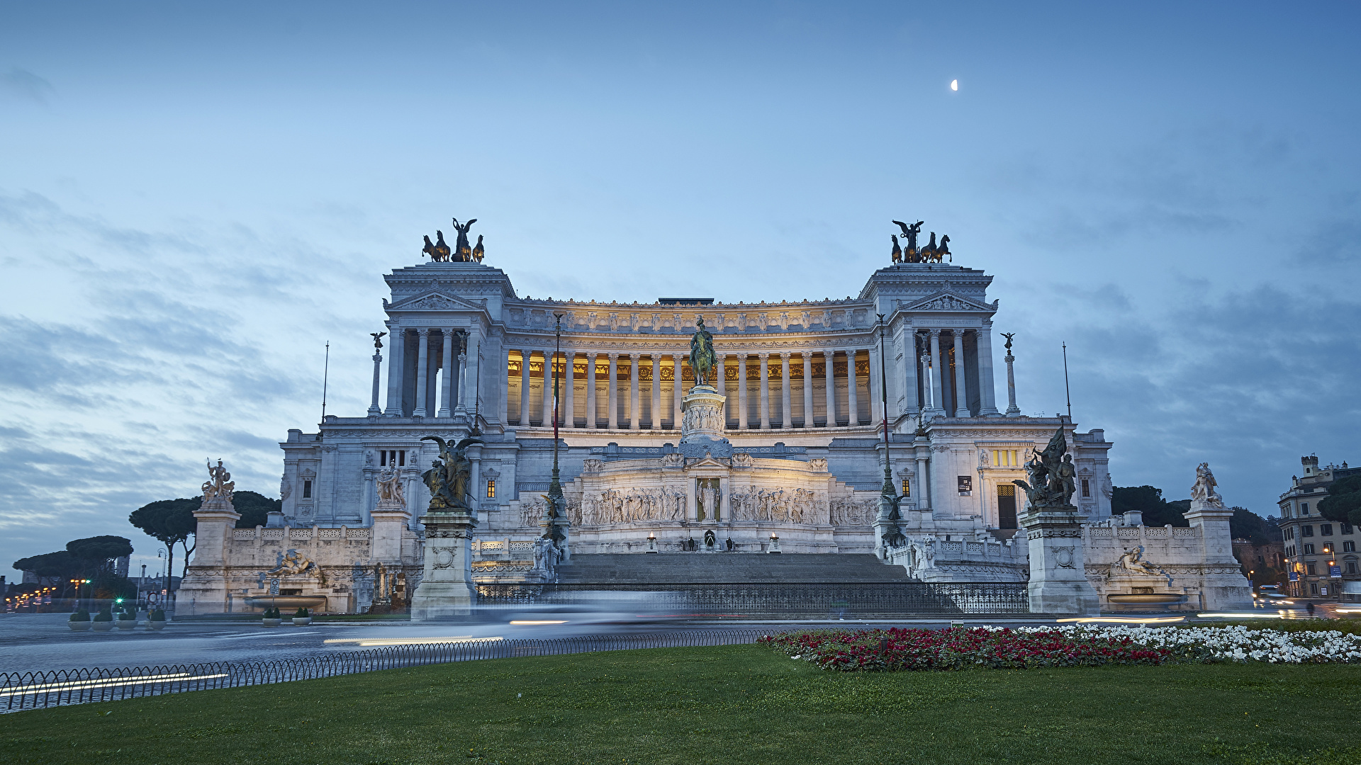 Desktop Wallpaper Rome Italy Town square Piazza Venezia 1920x1080