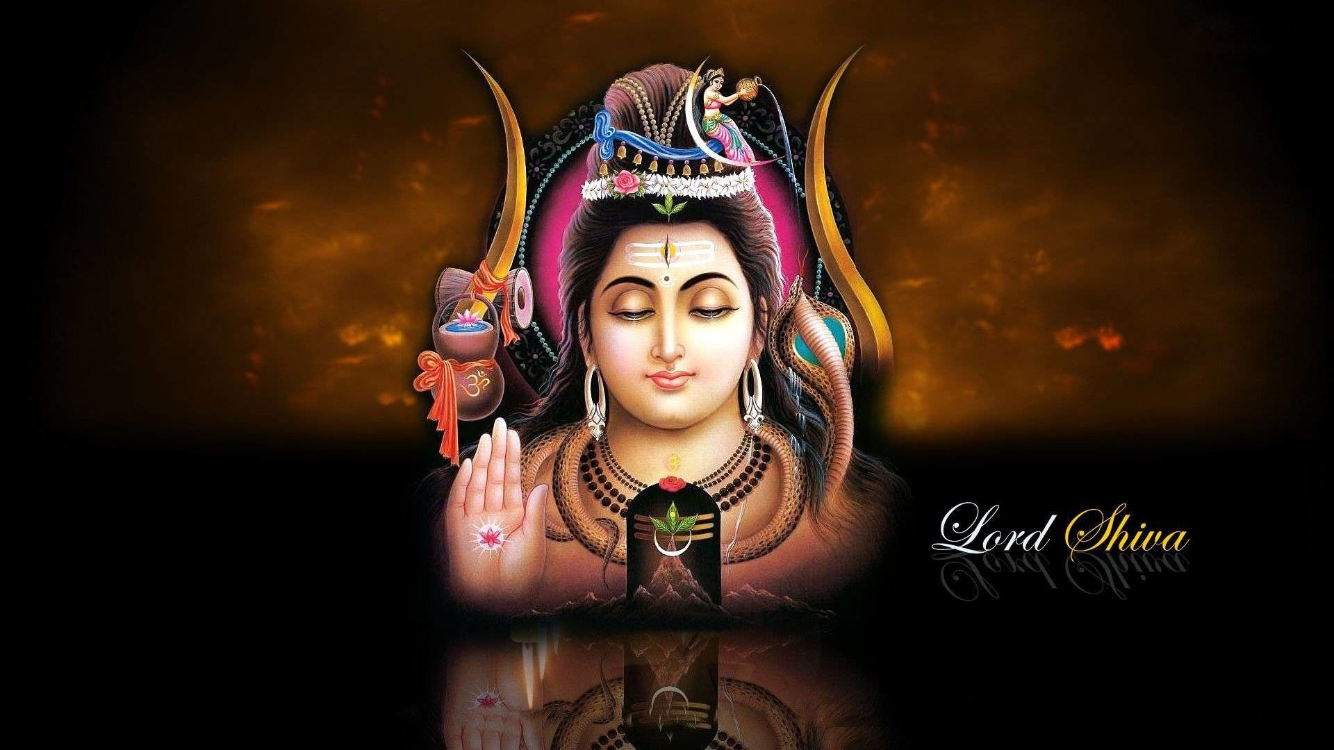 Art Of Shiva In Yellow Black Background HD Bholenath Wallpaper
