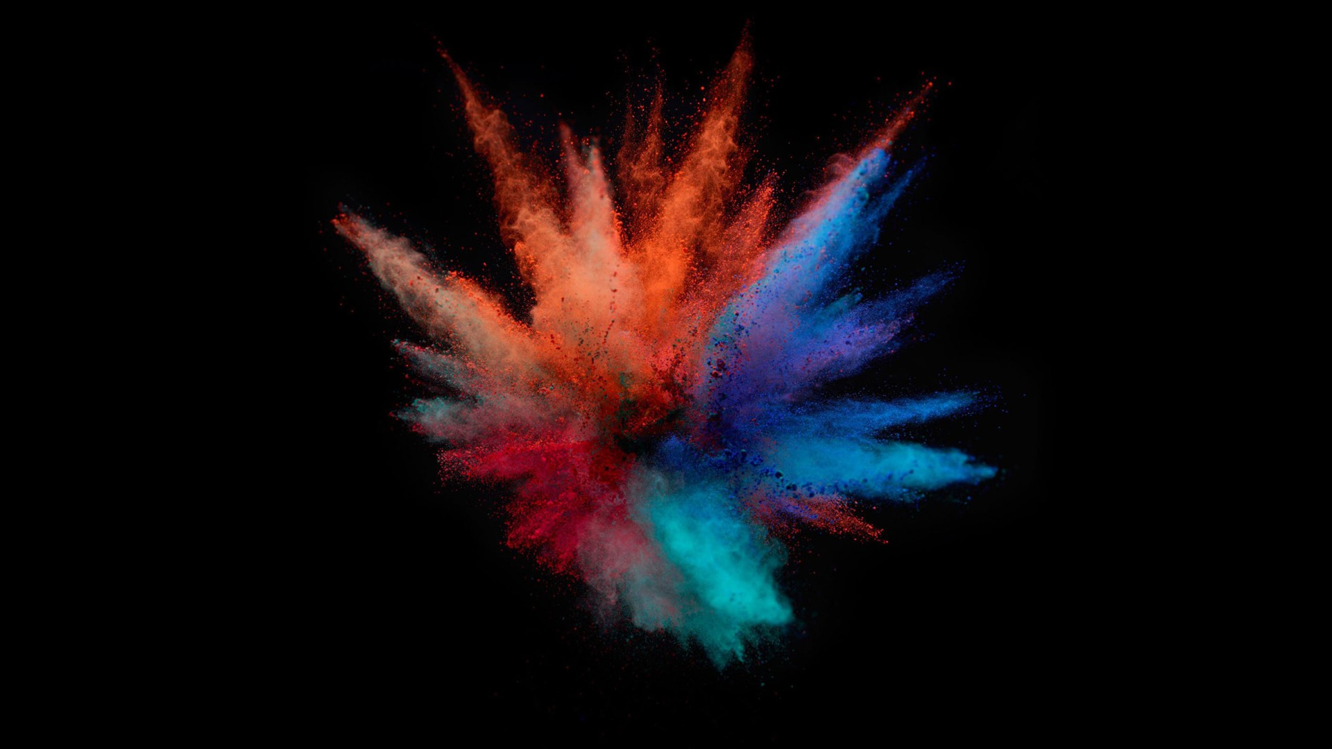 Colorful Powder Splash MacBook Black Background HD Technology Wallpaper