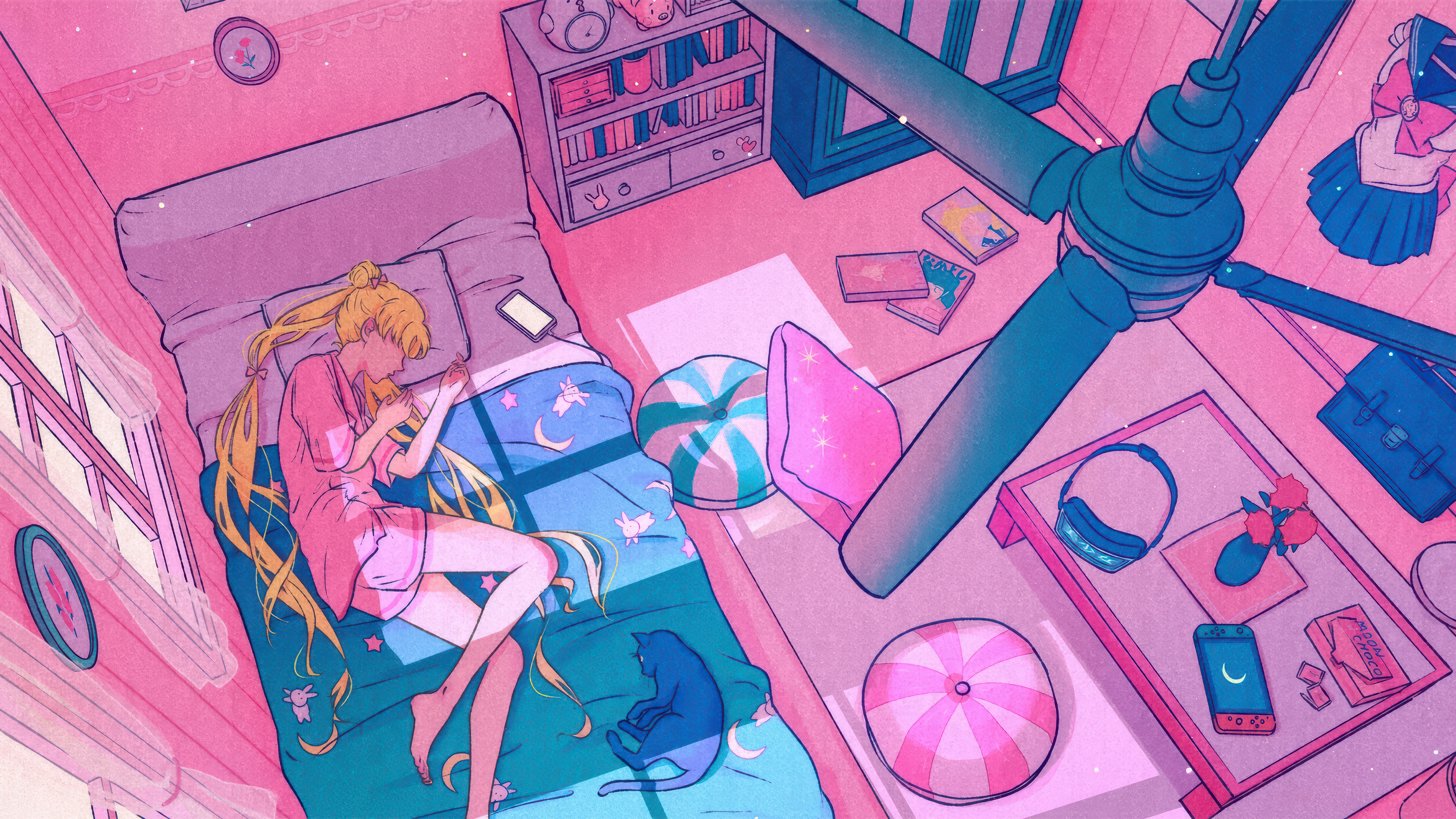 Sailor Moon Anime Girl Sleeping Wallpaper 4K HD PC