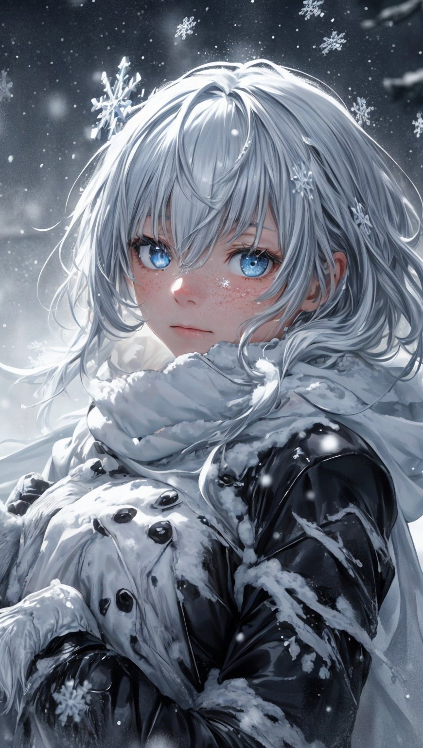 Anime girl in winter forest Wallpaper for iPhone and Mobile Phone