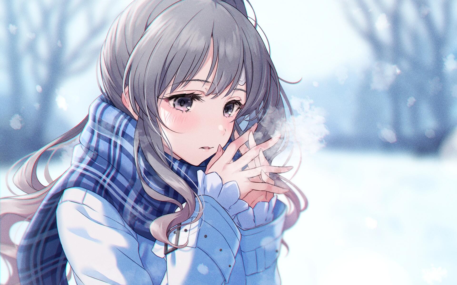 Anime girl freezing outside in winter · 1920x1200 free photo from uaha and wallpaper