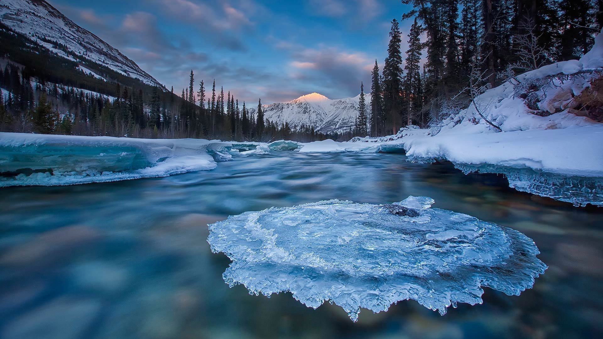 Winter Serenity: Icy River Landscape in HD