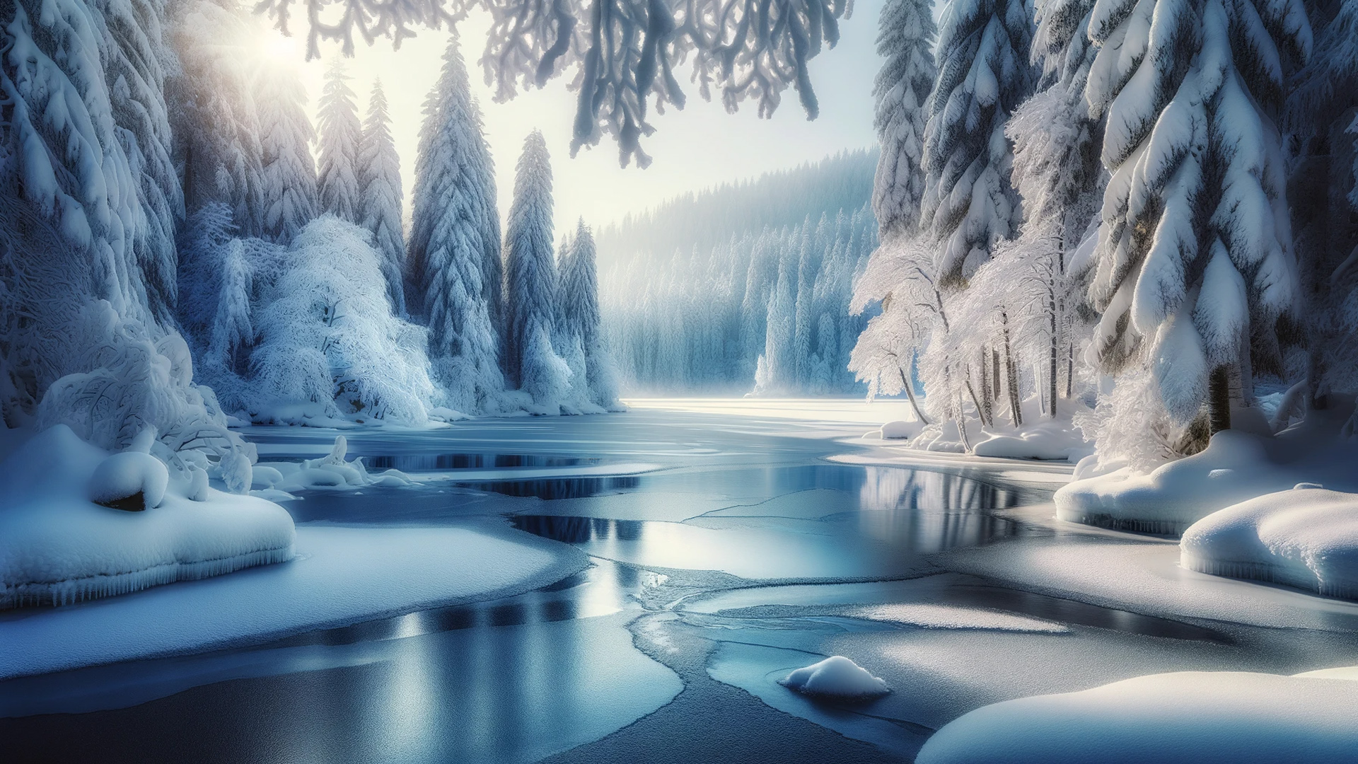 Winter Landscape Featuring Snow Covered Trees Icy Lakes And A Serene Silence That Captures The Beauty Of A Snowy Wonderland HD Nature Wallpaper
