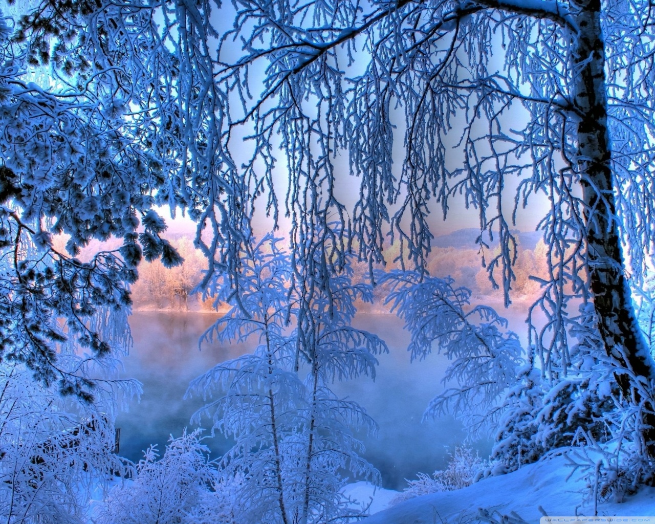 Winter, Snow, Lake, Trees 4K UHD Wallpaper for UltraHD Desktop and TV, Smartphone and Tablet Devices