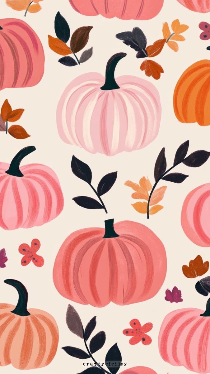 Pink Preppy Pumpkins Wallpaper: Chic Fall Vibes