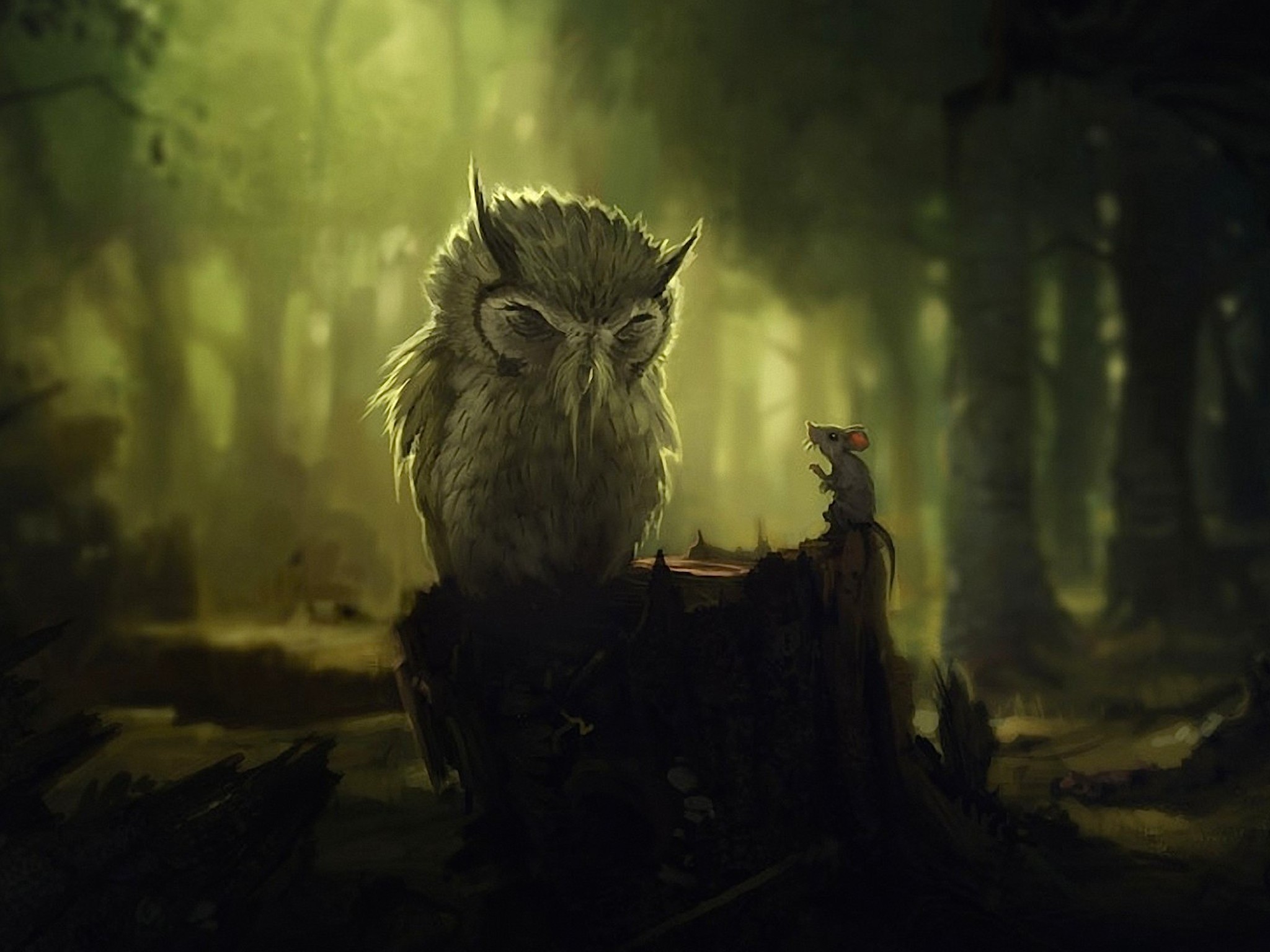 Fantasy Owl Dark Background Wallpaper 111738