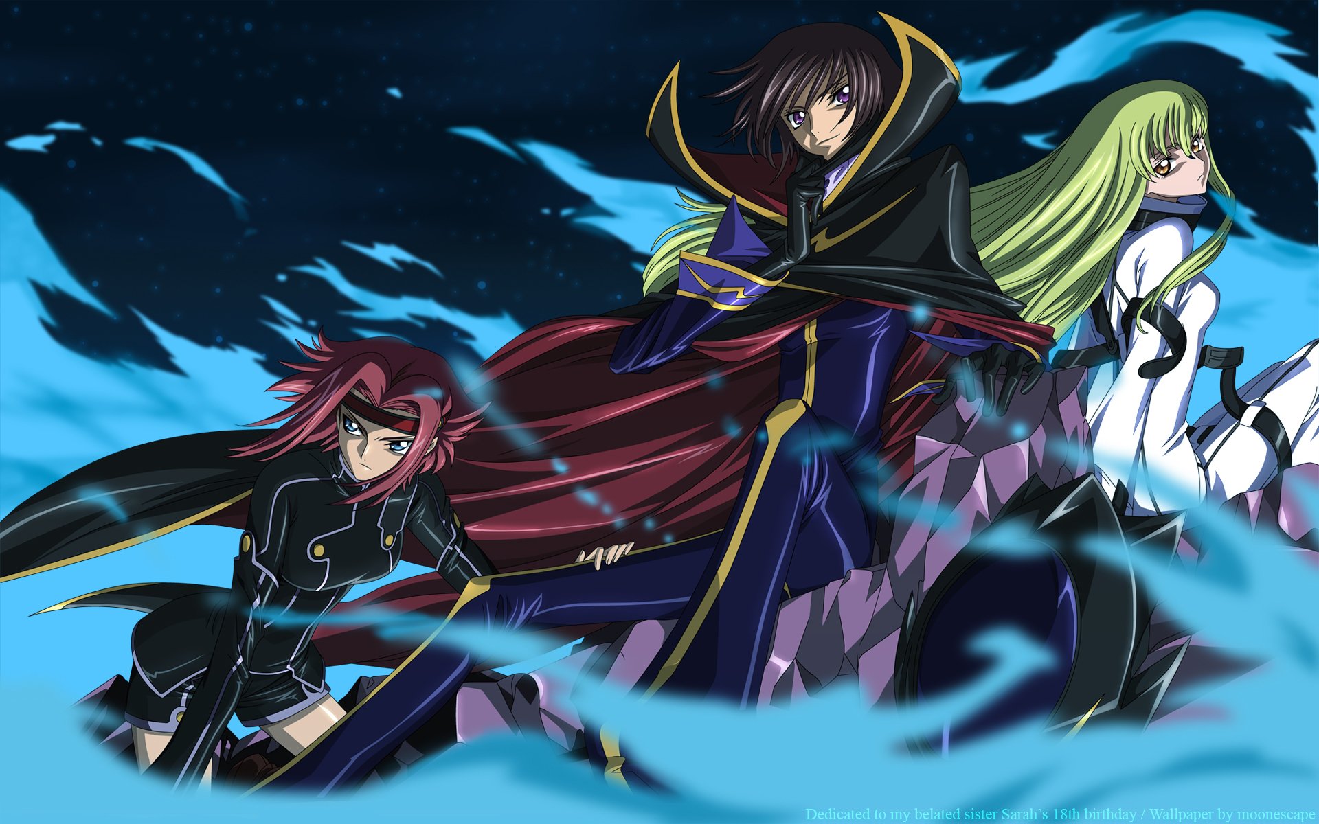 Code Geass HD Wallpaper: Lelouch, Kallen, and C.C. Unite
