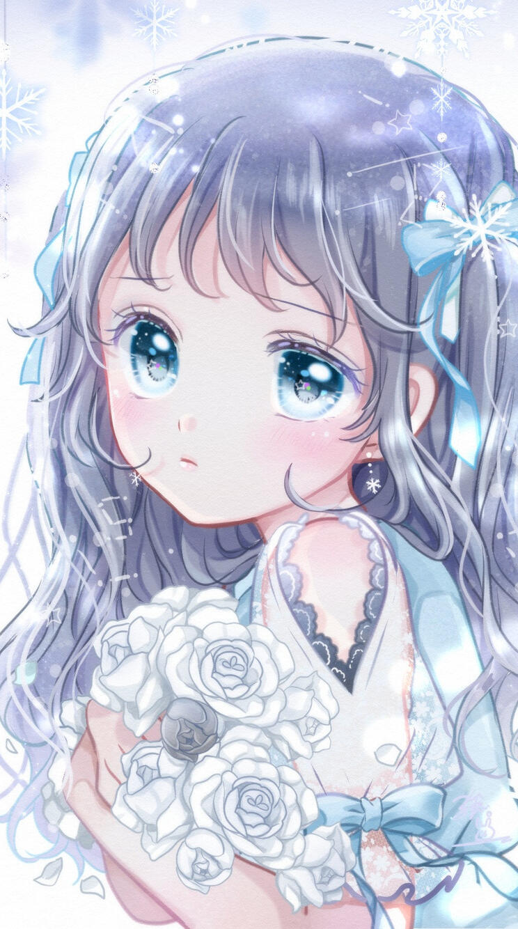 Wallpaper wallpaper cute anime girl white roses wings angel an anime 750x1334 iPhone 6, 6S, 7, 8 from vozuru image and screensavers