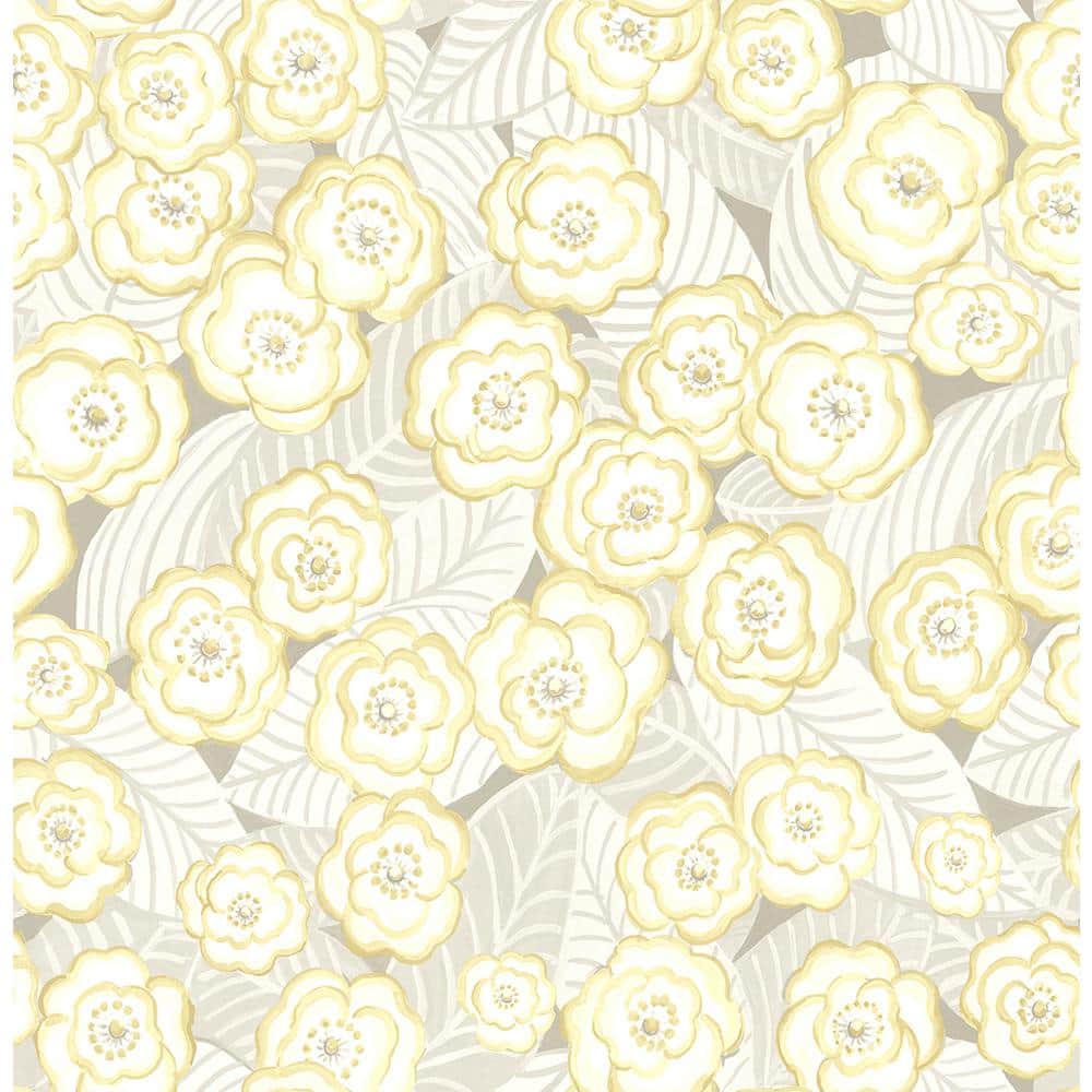 A Street Prints Emery Light Yellow Floral Light Yellow Wallpaper Sample 2903 25834SAM Home Depot