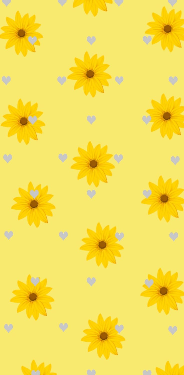 Cute yellow sun flower and small purple hearts wallpaper