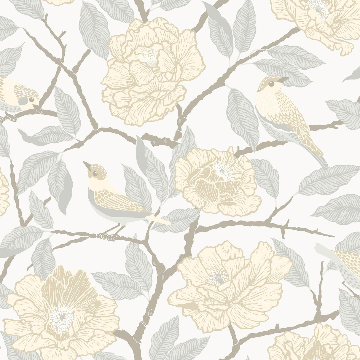 A Street Prints Botanica Flowers Light Yellow Wallpaper