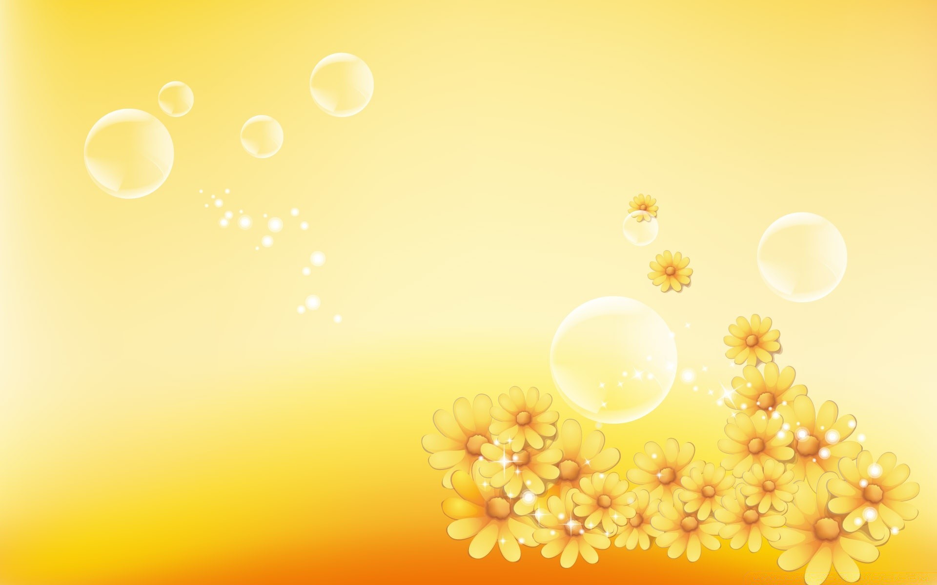 Yellow flowers on a yellow background. Graphics for your phone