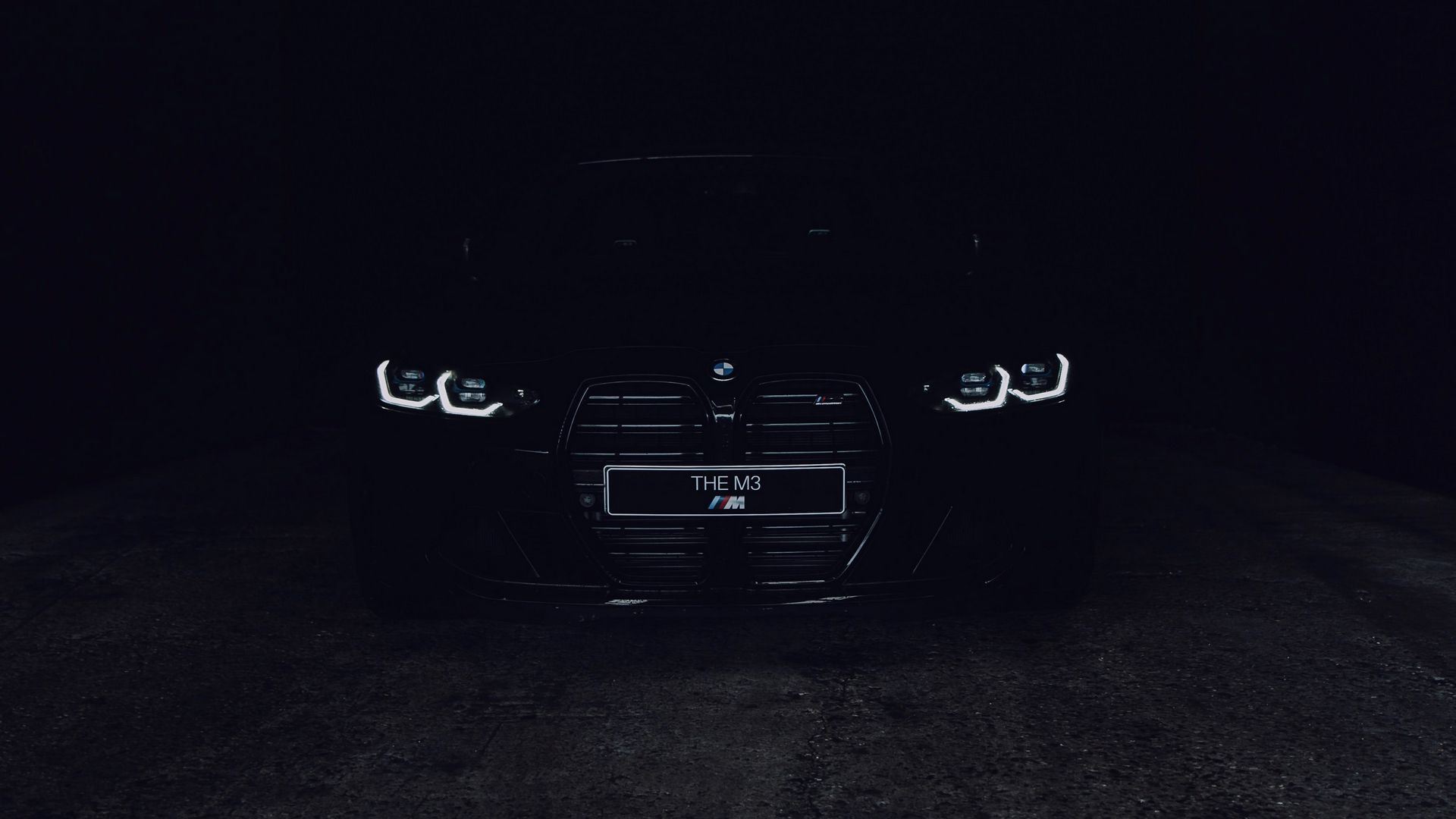 Download wallpaper 1920x1080 bmw m3, bmw, car, headlights, black, road, dark full hd, hdtv, fhd, 1080p HD background