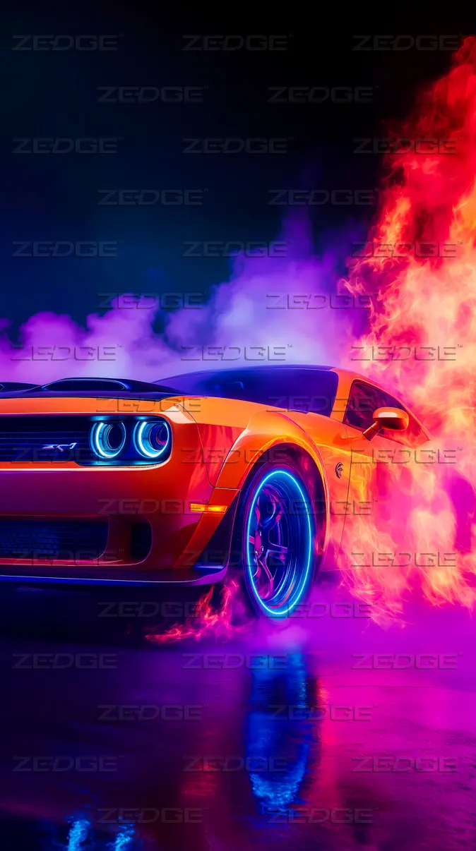 Neon Dodge Challenger car wallpaper