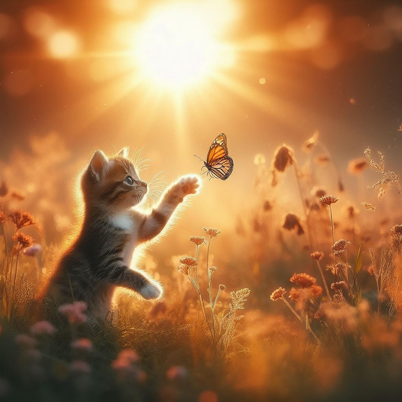 Download Cat Butterfly. Royalty Free Stock Illustration Image