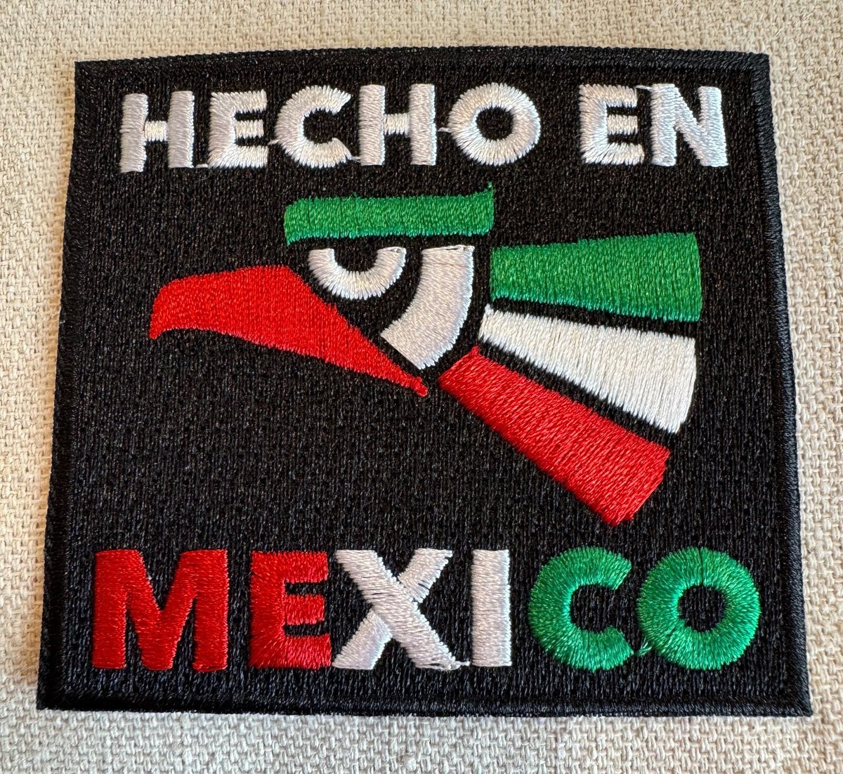HECHO EN MEXICO Embroidered Iron On PATCH FLAG Mexican Pride Parche Red Green