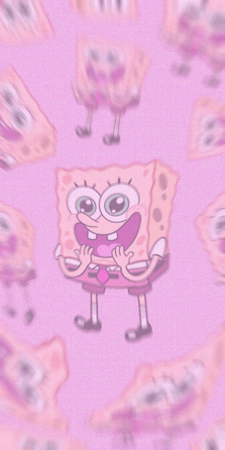 Delighted SpongeBob Pink Wallpaper