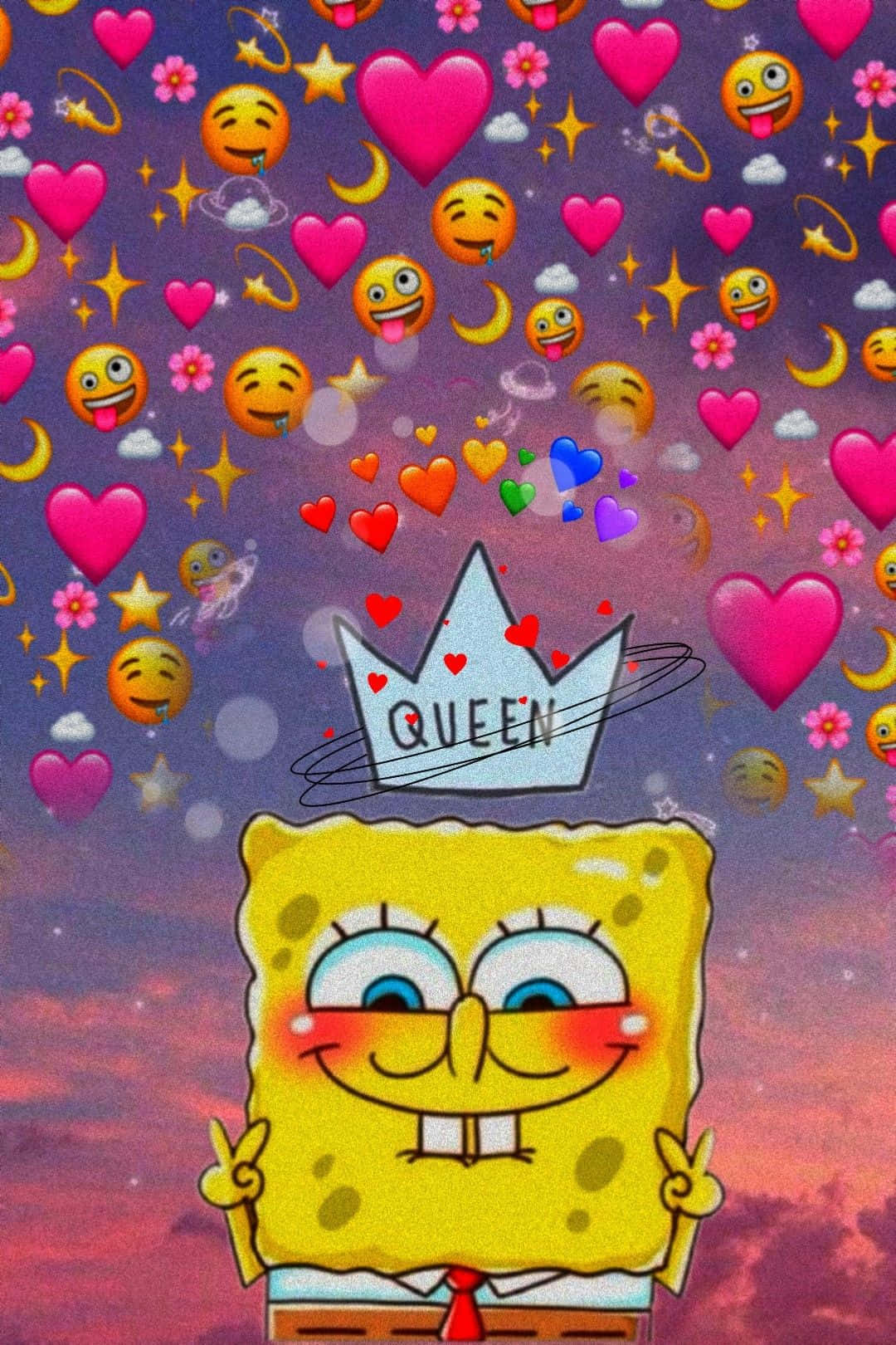 Download Aesthetic SpongeBob With A Crown Wallpaper