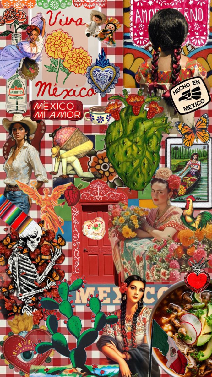 Mexico collage. Mexican culture art, Mexico wallpaper, Watercolor flower art