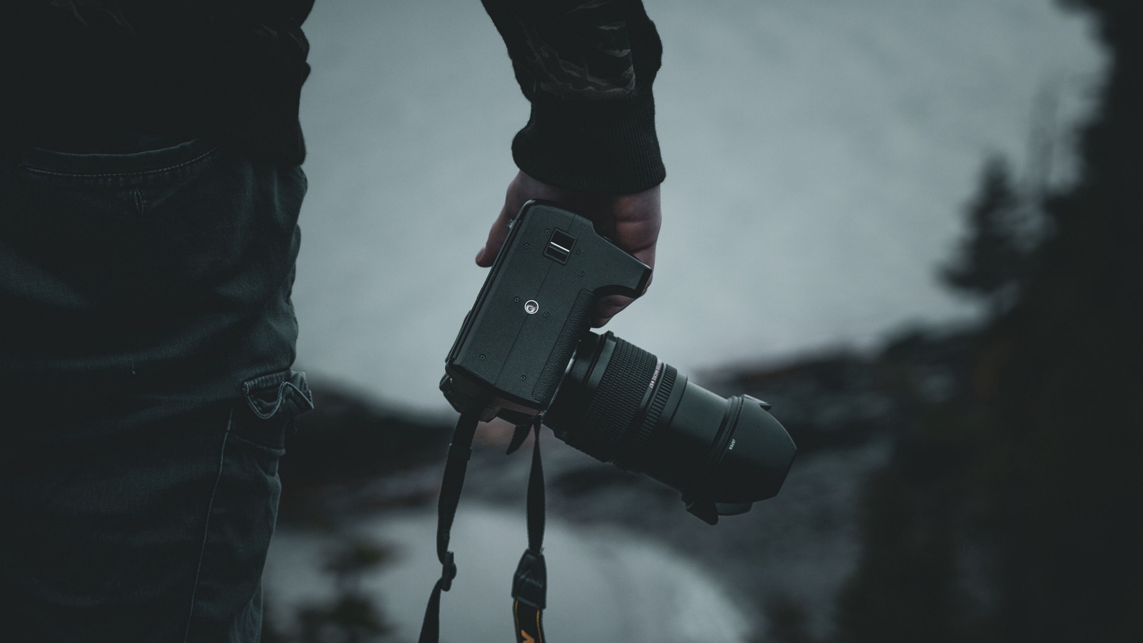 Download wallpaper 3840x2160 camera, photographer, dark, silhouette 4k uhd 16:9 HD background