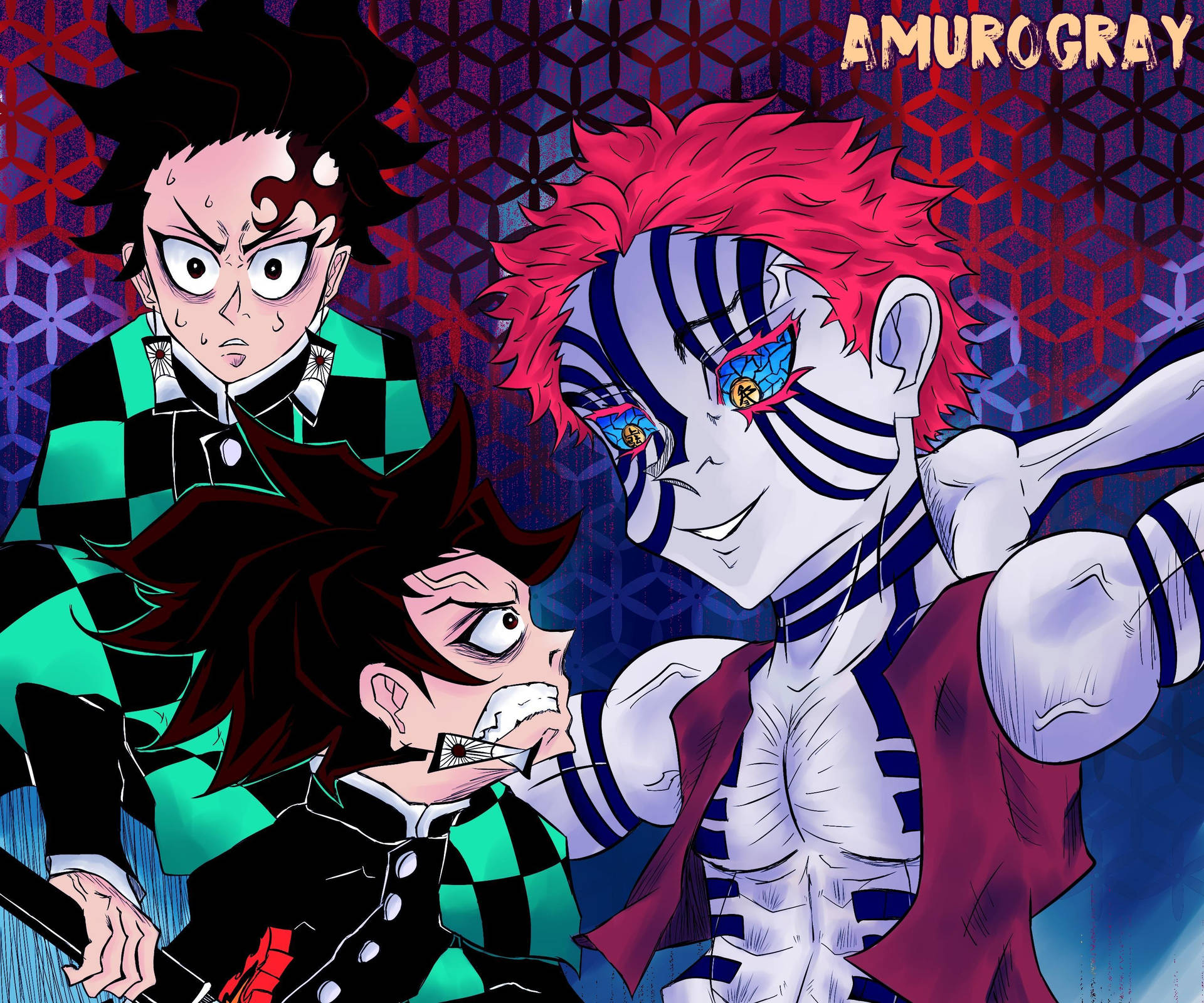 Download Cool Demon Slayer Tanjiro And Akaza Wallpaper