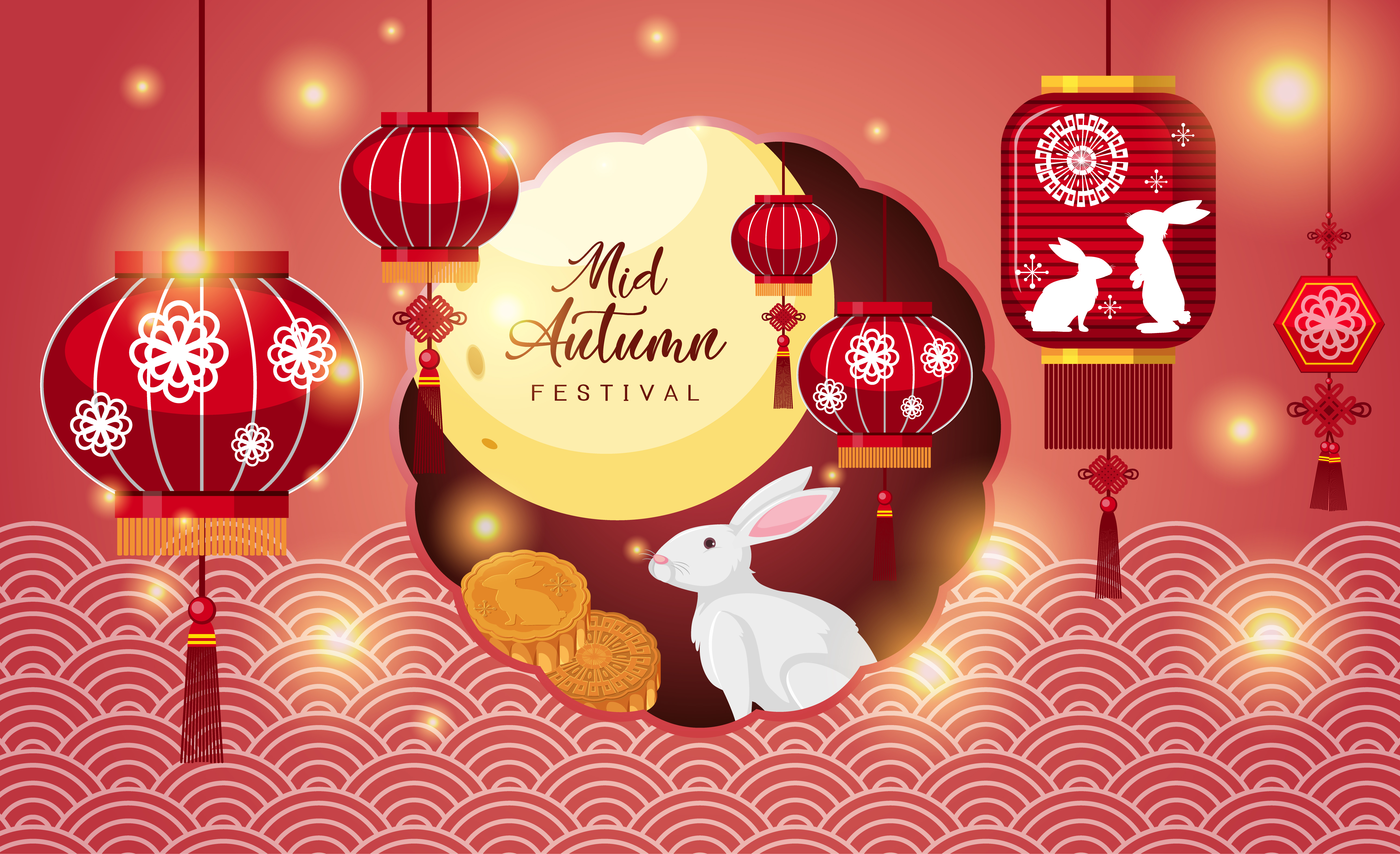 Download Moon Festival Holiday Mid Autumn Festival 4k Ultra HD Wallpaper