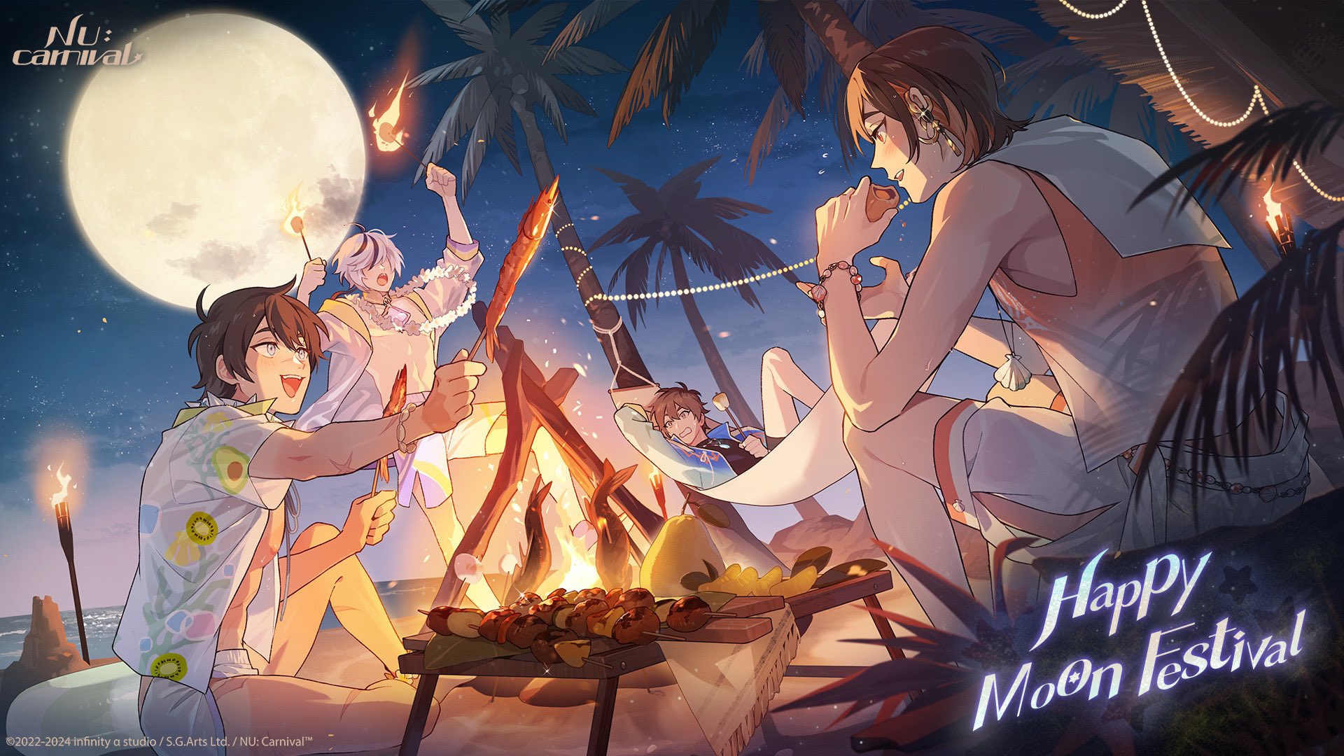 NU: Carnival Official bright moon hangs high in the sky