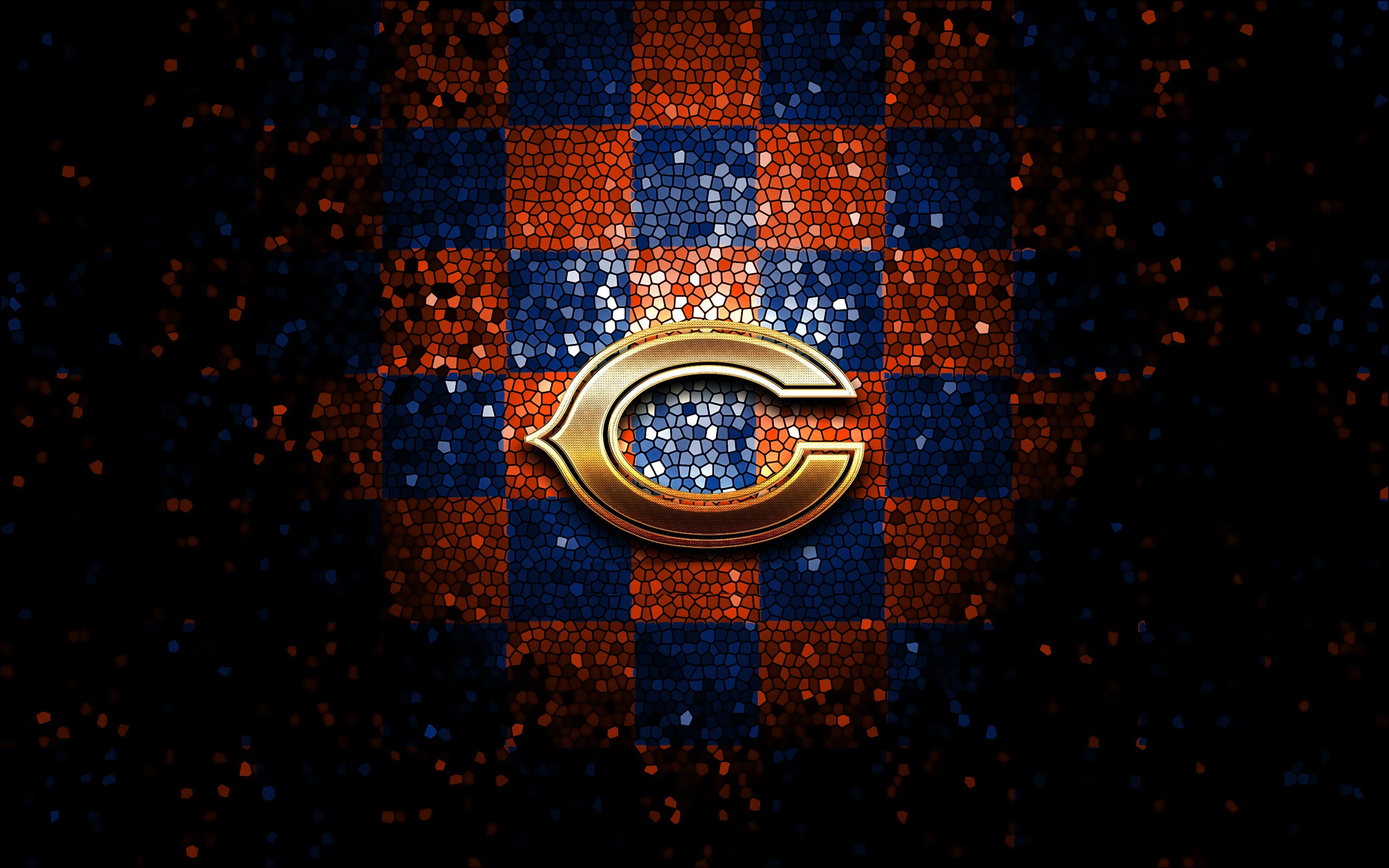 Wallpaper wallpaper, sport, logo, NFL, glitter, checkered, Chicago Bears for mobile and desktop, section спорт, resolution 2880x1800