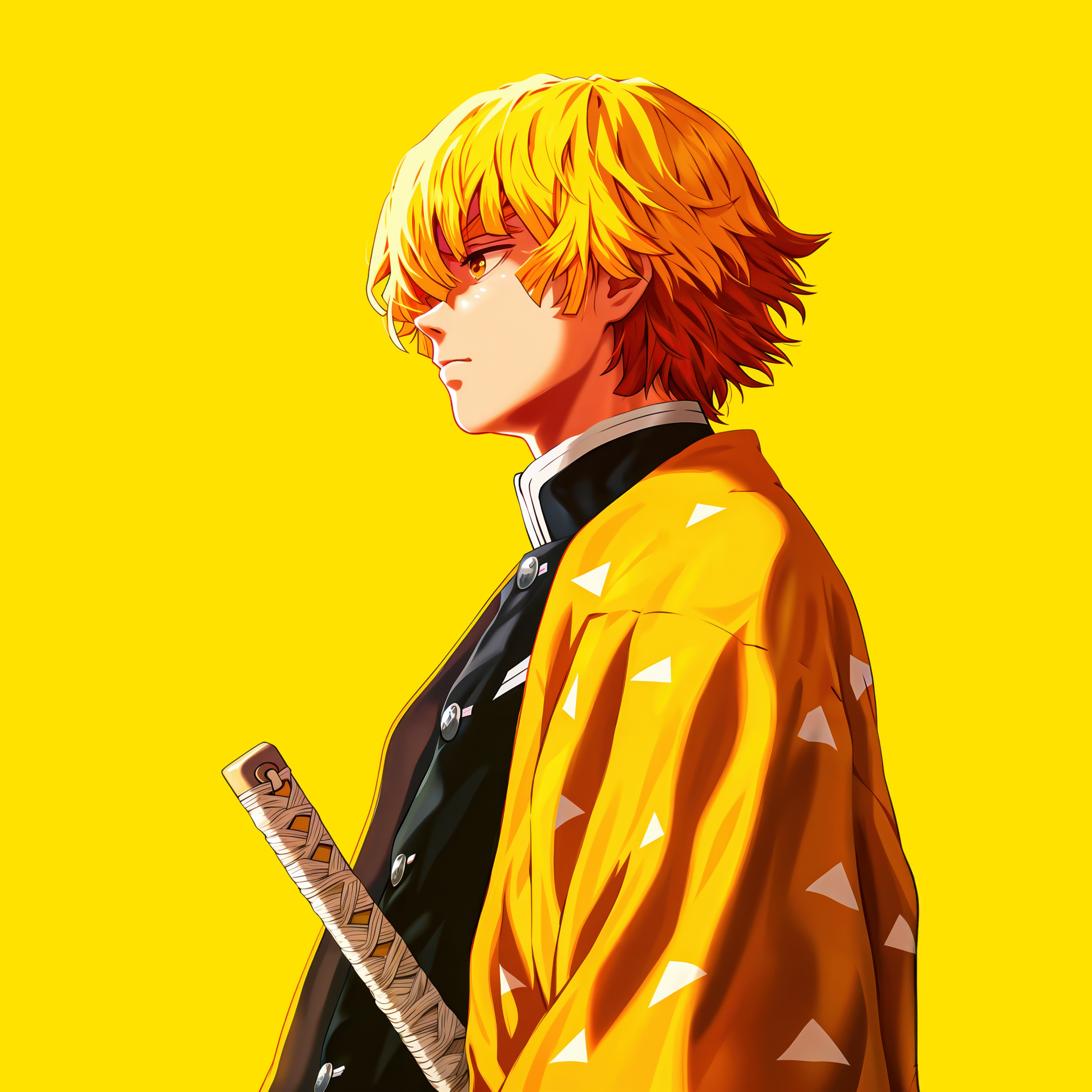 Zenitsu Agatsuma Wallpaper 4K, Yellow aesthetic, 5K