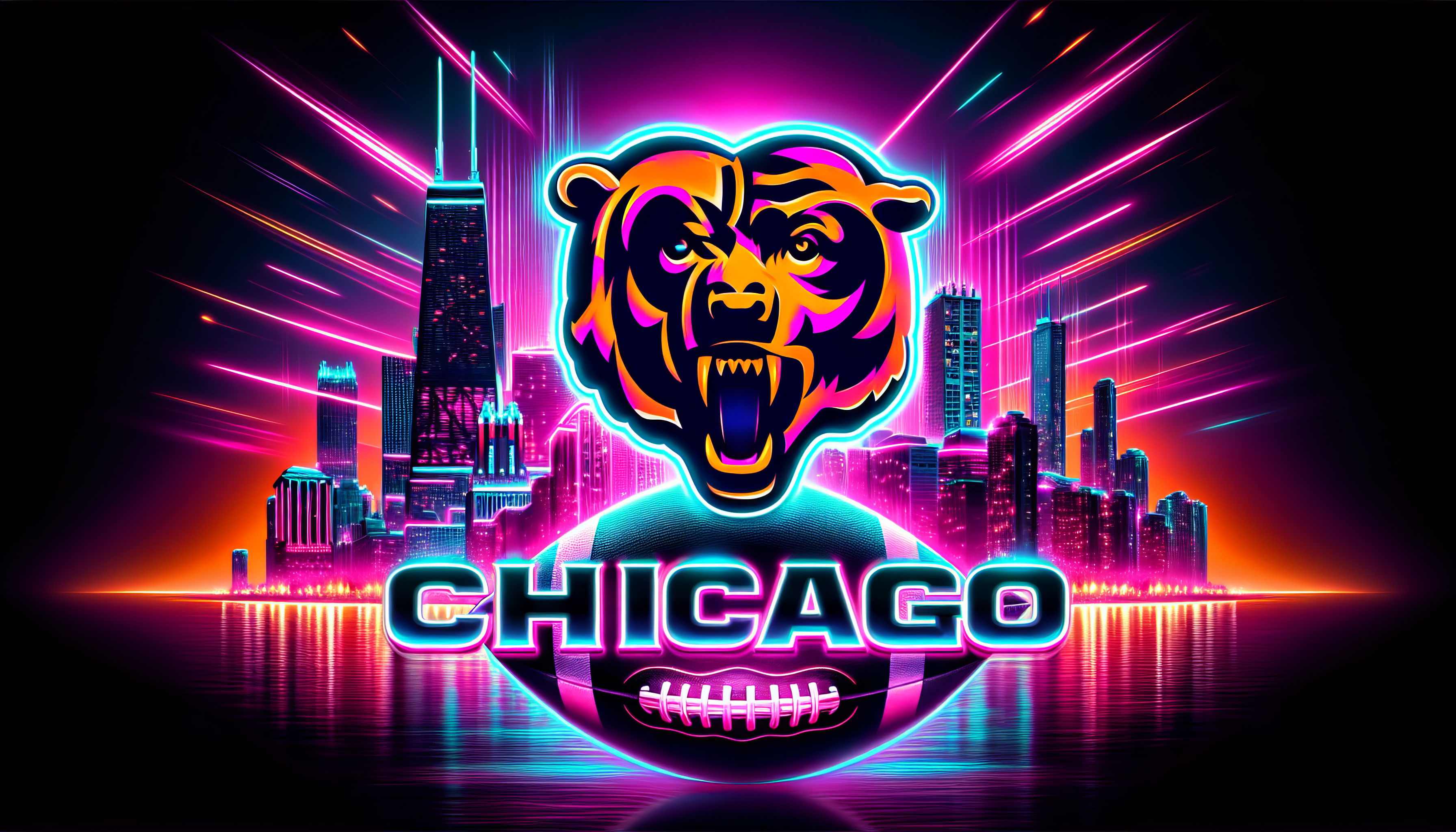 Chicago Bears Neon Wallpaper HD