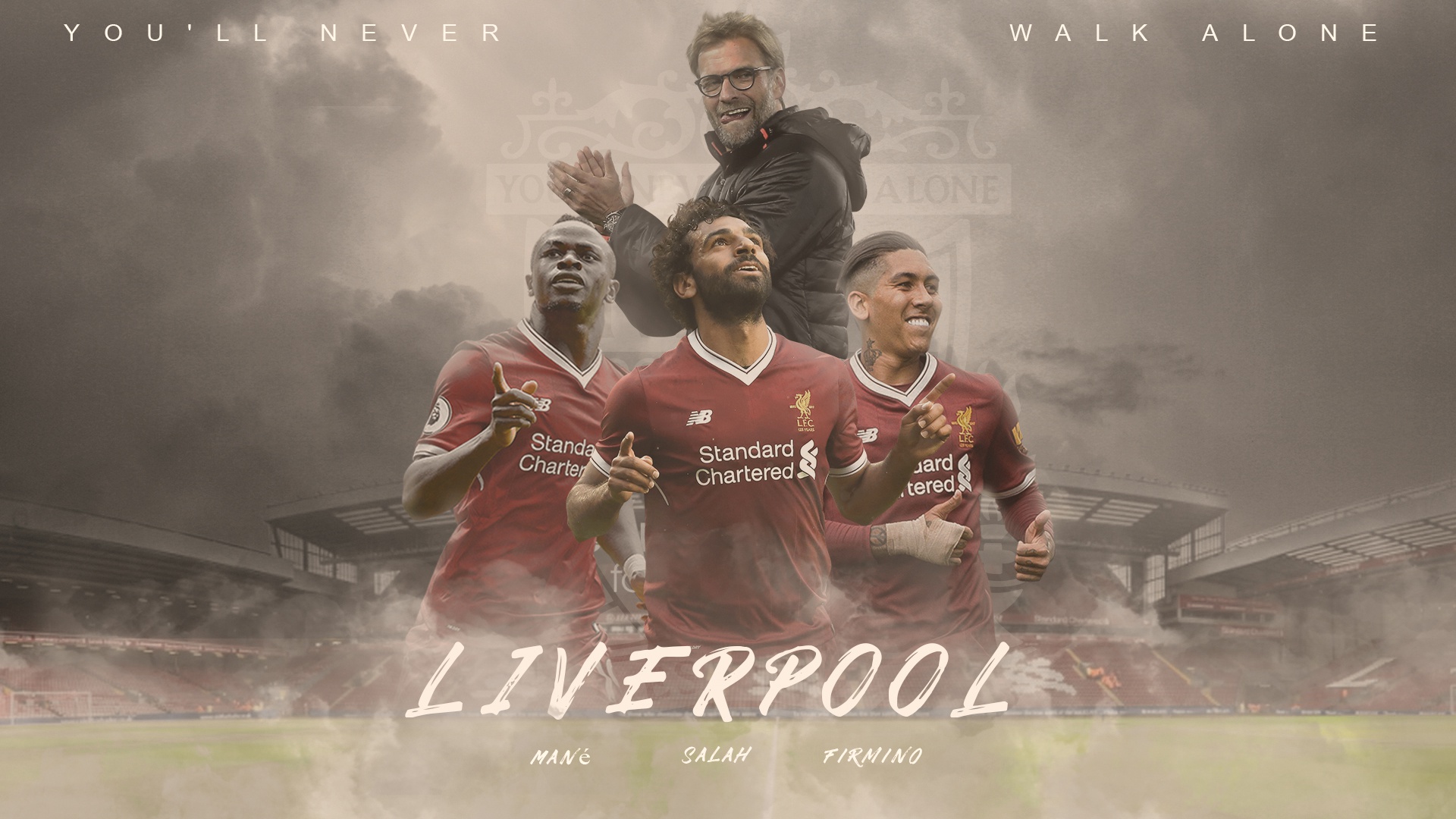 Wallpaper Premier League, Liverpool FC, Anfield Road, mane, LFC, Mohamed Salah, Firmino for mobile and desktop, section спорт, resolution 1920x1080