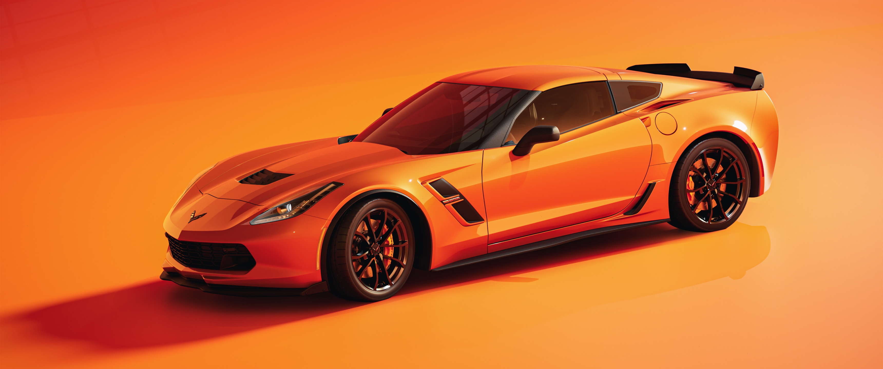 Chevrolet Corvette Wallpaper 4K, Orange aesthetic, Sports cars