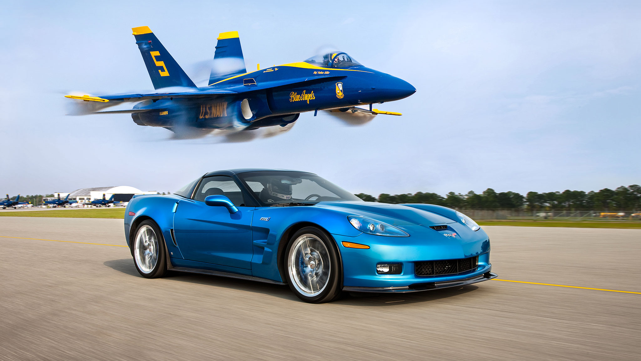Chevrolet Corvette ZR1 Vs. U.S. Navy Blue Angels F A 18 Hornet