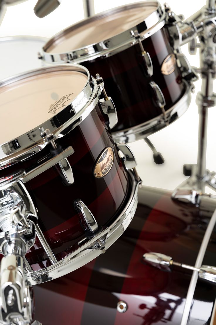 Drum set pics wallpaper Pearl Masters Maple Reserve Red Burst Triband stripe