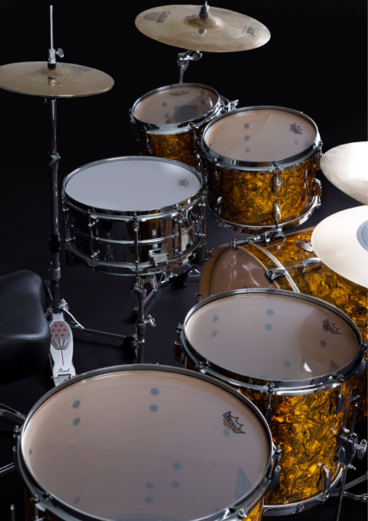 Pearl MRV drum set in Yellow Abalone. Limited Edition