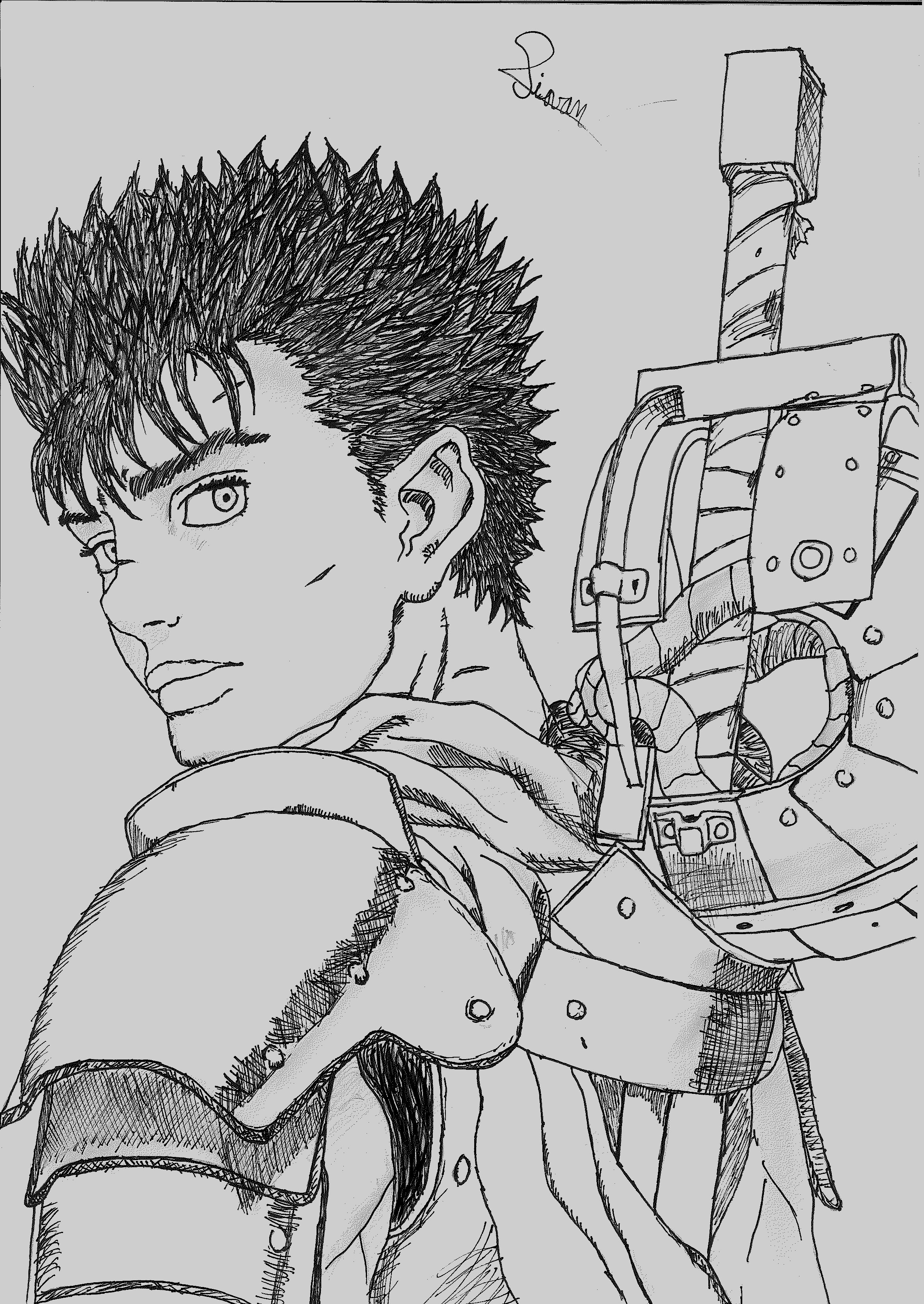 drawing, Guts, Berserk, Manga Wallpaper HD / Desktop and Mobile Background