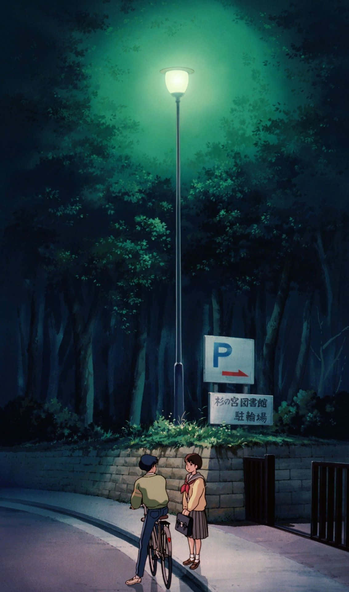 Download Ghibli Nighttime Encounter Wallpaper
