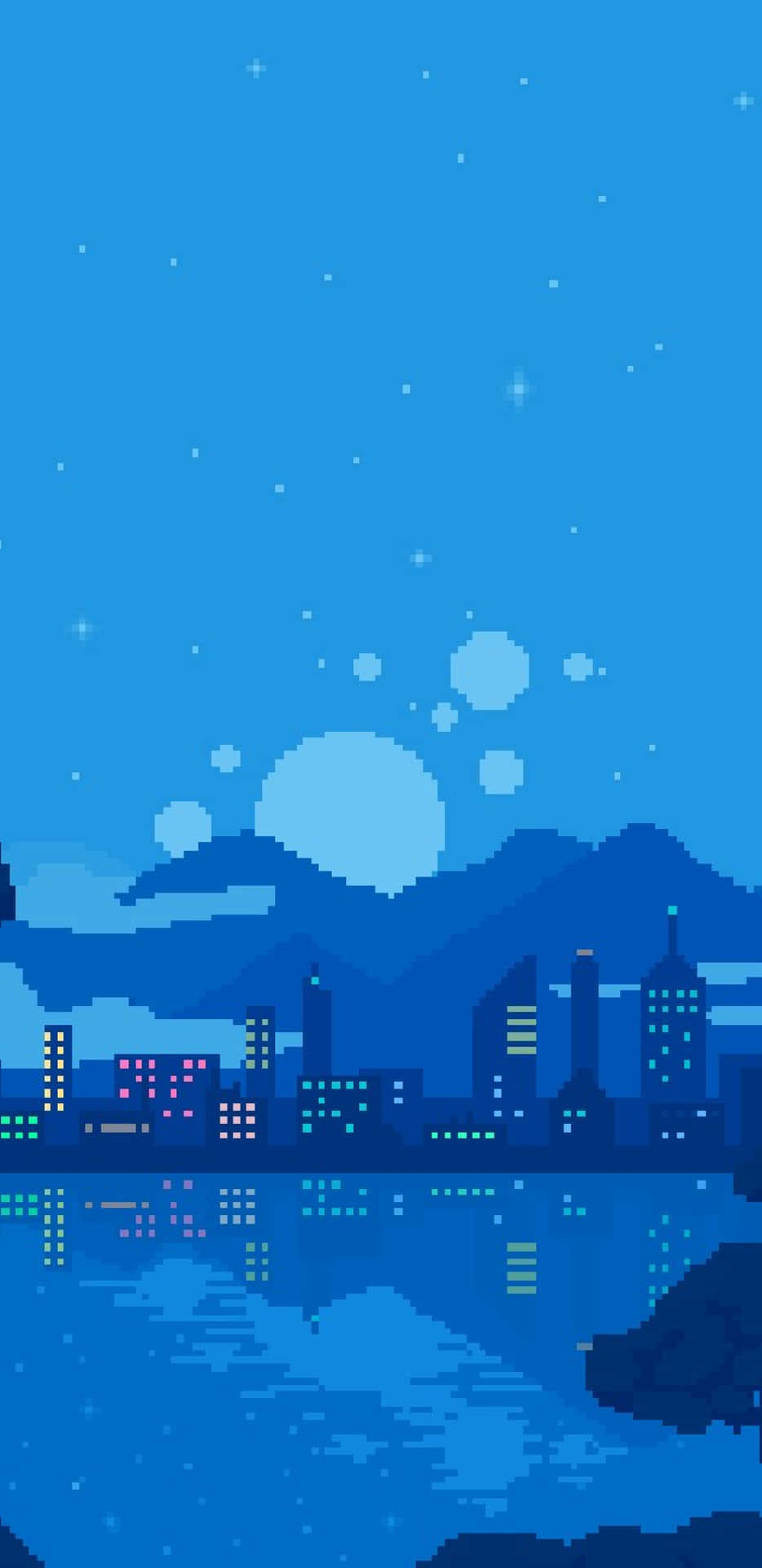 Download Pixel Art City Night Skyline
