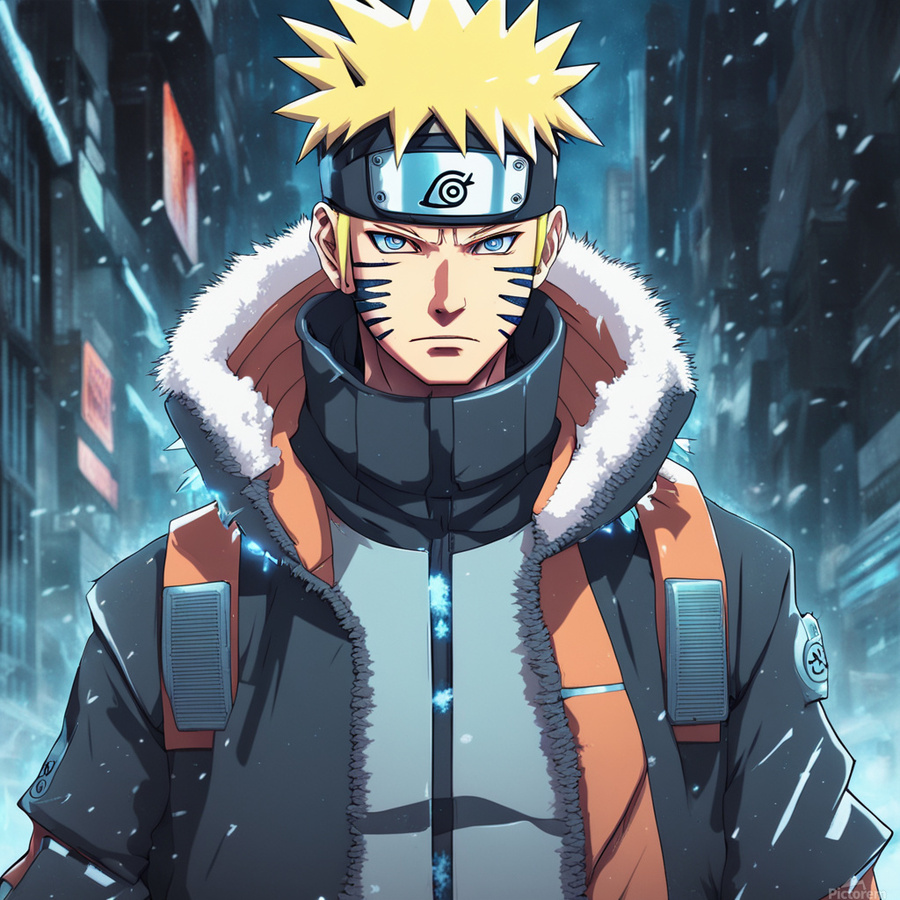 naruto with ice power Cyberpunk style by AIGALLERY Wall Art