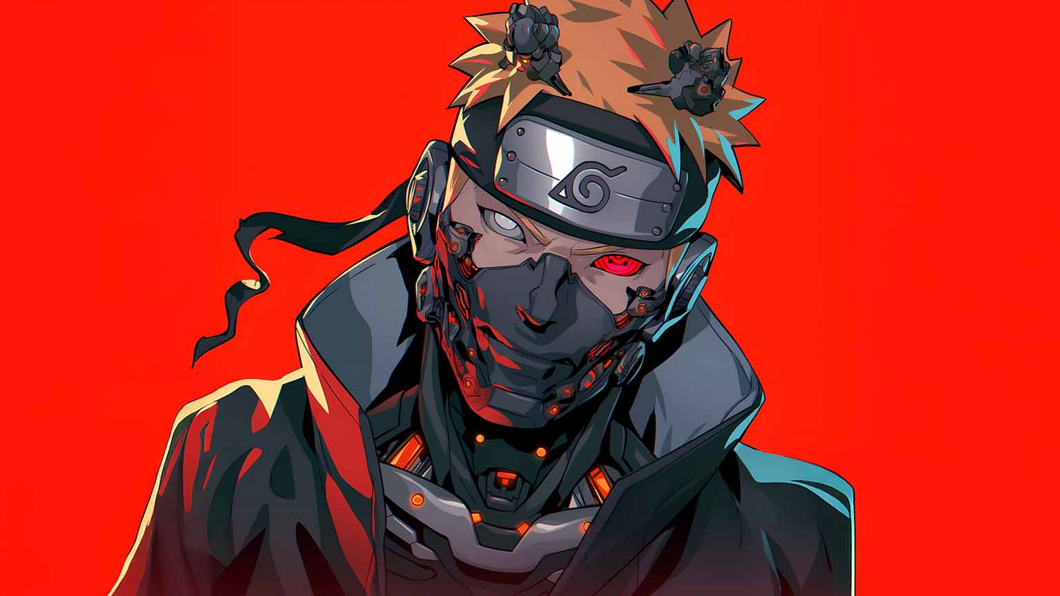 Free Naruto Uzumaki in a Cyberpunk Mask Desktop Wallpaper 4K
